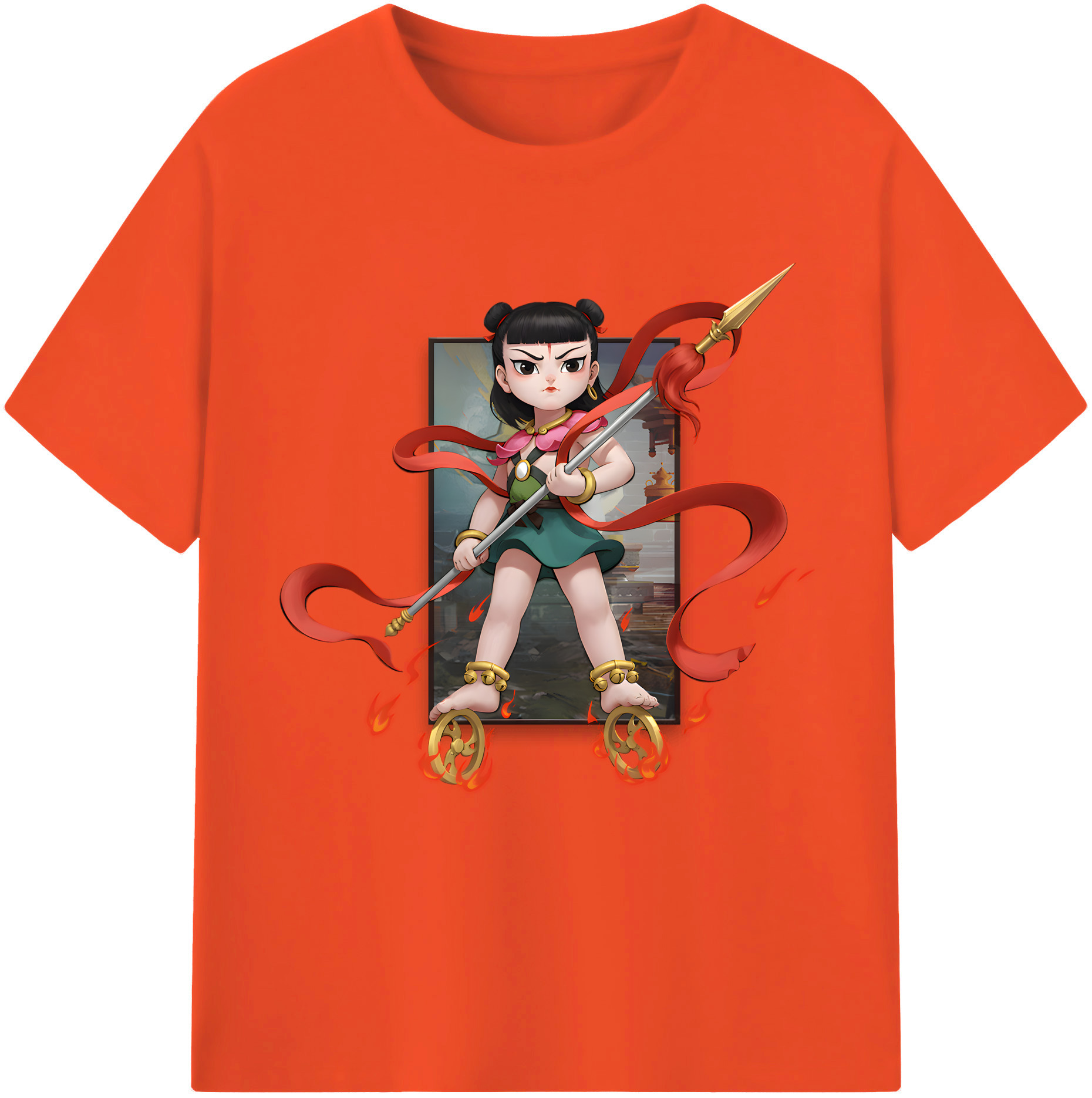 （画像用） Ne Zha 2 ナタ 魔童の大暴れ 綿100％半袖Tシャツ（フロントプリント）