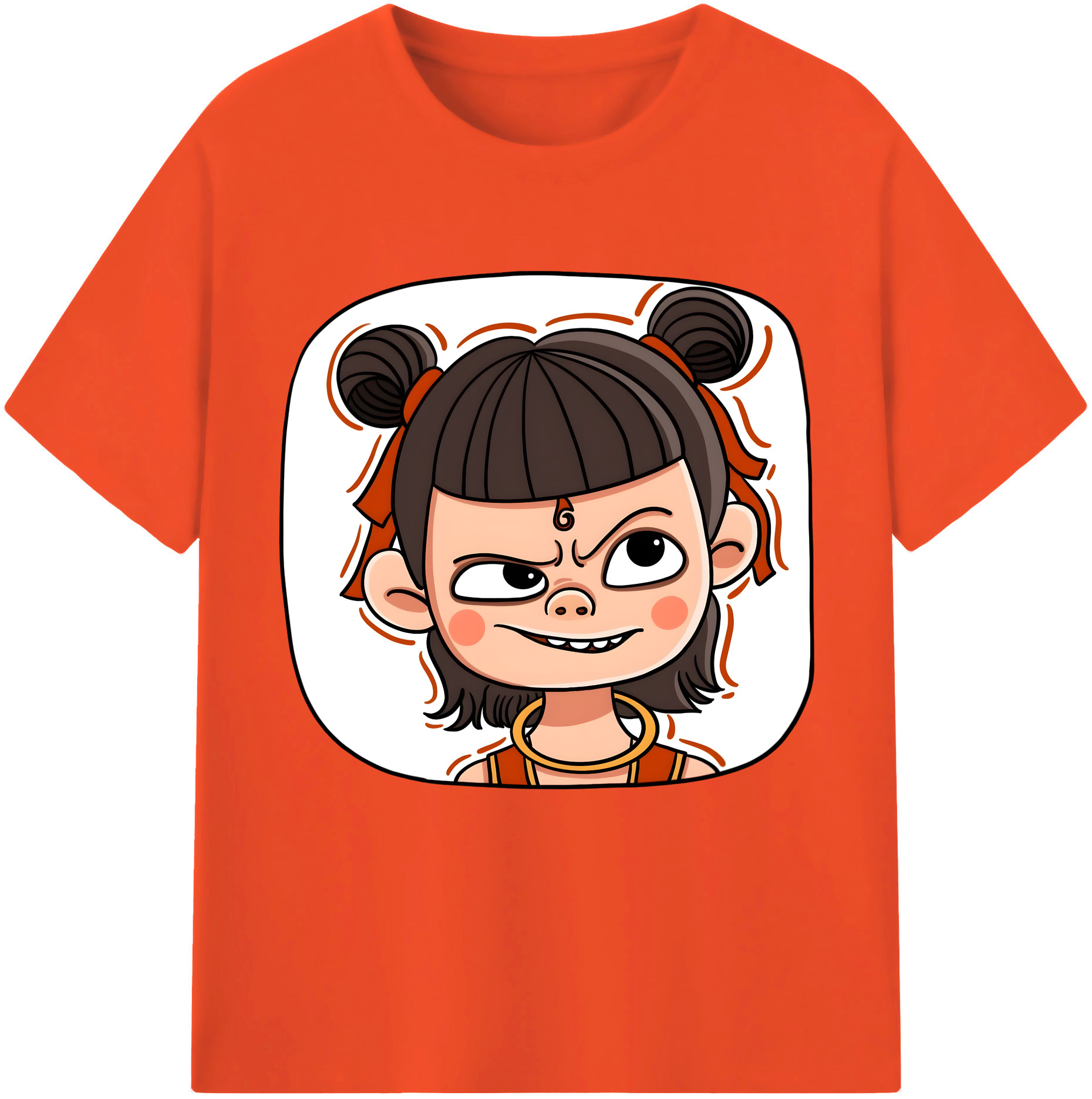 （画像用） Ne Zha 2 ナタ 魔童の大暴れ 綿100％半袖Tシャツ（フロントプリント）