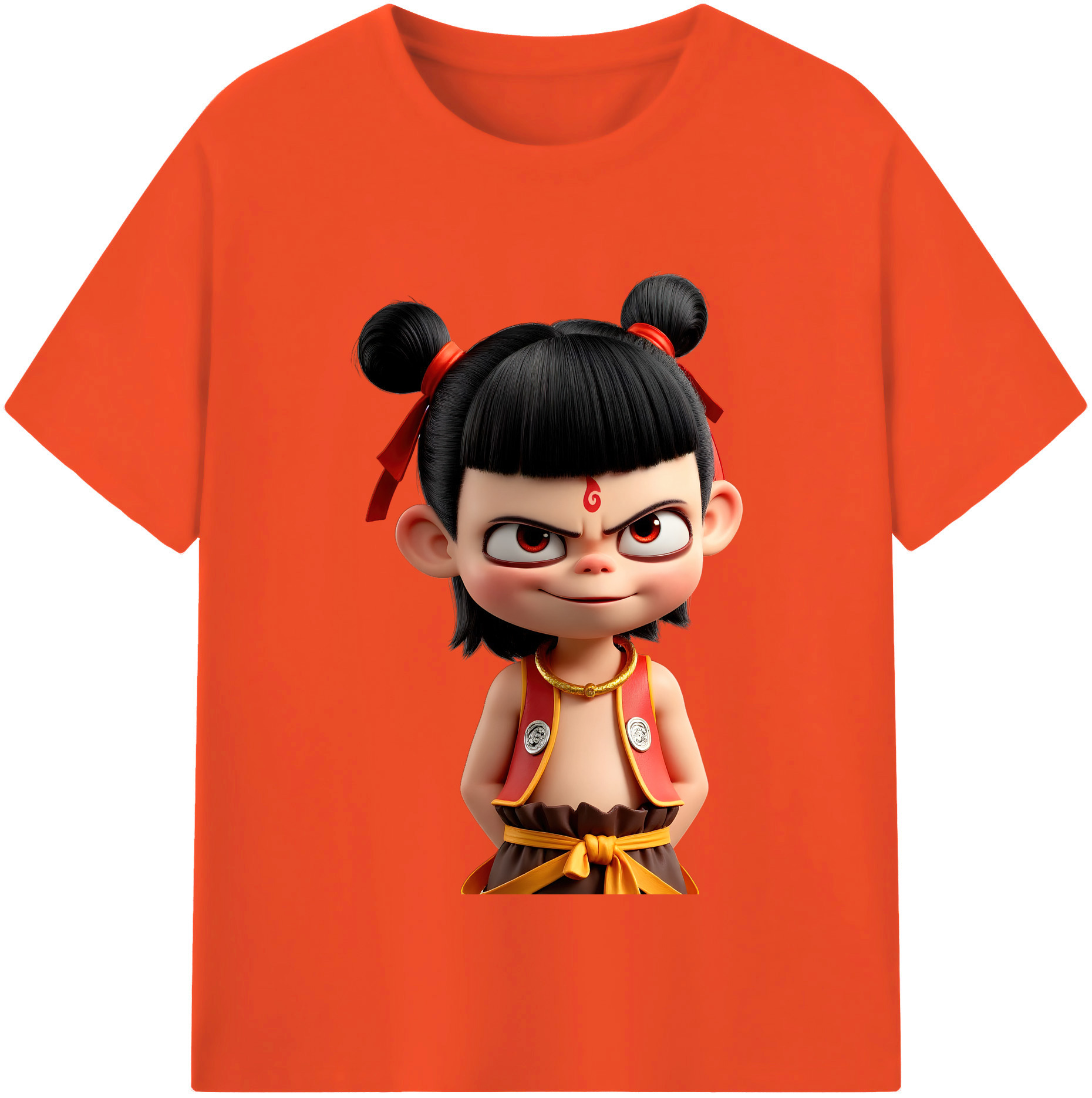 （画像用） Ne Zha 2 ナタ 魔童の大暴れ 綿100％半袖Tシャツ（フロントプリント）