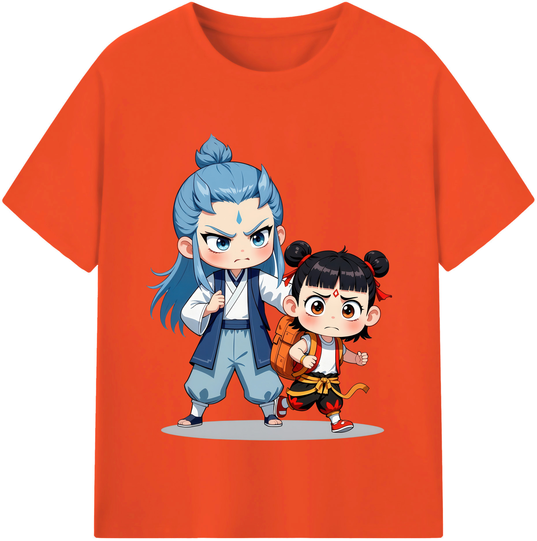 （画像用） Ne Zha 2 ナタ 魔童の大暴れ 綿100％半袖Tシャツ（フロントプリント）