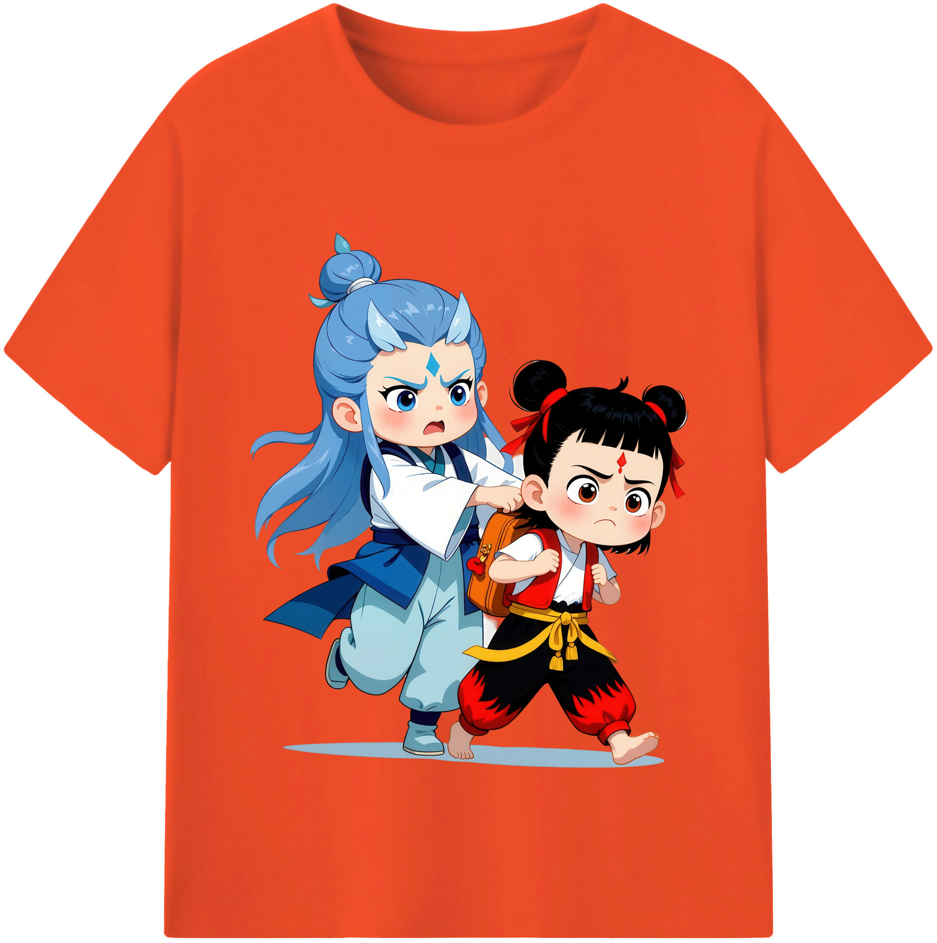 （画像用） Ne Zha 2 ナタ 魔童の大暴れ 綿100％半袖Tシャツ（フロントプリント）