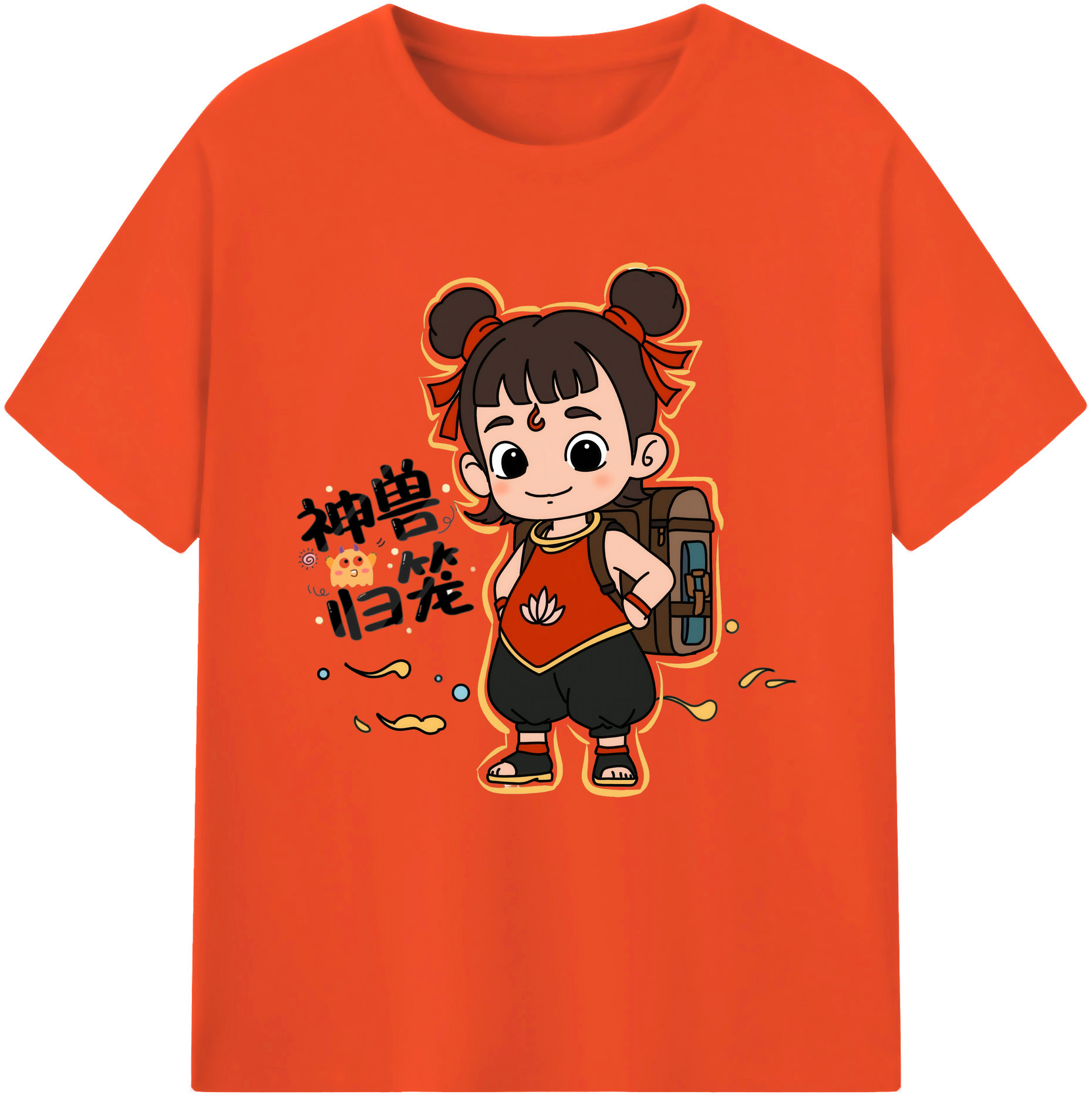 （画像用） Ne Zha 2 ナタ 魔童の大暴れ 綿100％半袖Tシャツ（フロントプリント）