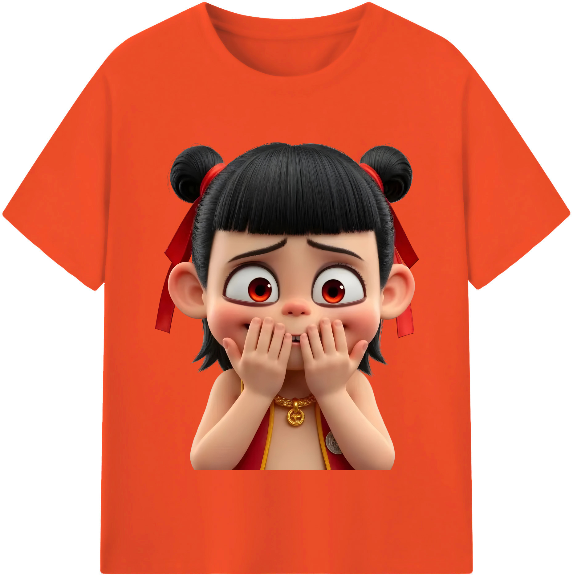（画像用） Ne Zha 2 ナタ 魔童の大暴れ 綿100％半袖Tシャツ（フロントプリント）