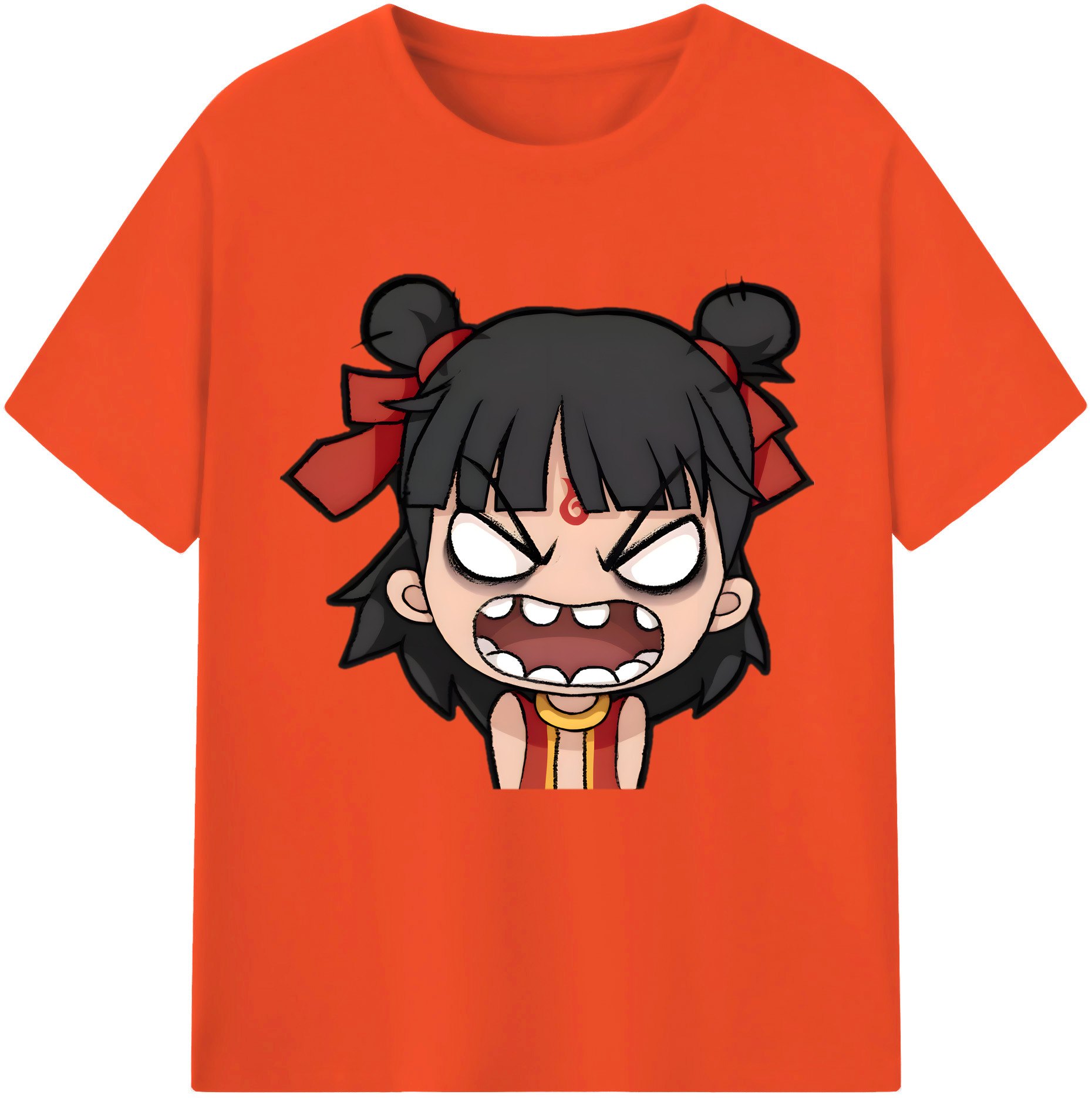 （画像用） Ne Zha 2 ナタ 魔童の大暴れ 綿100％半袖Tシャツ（フロントプリント）