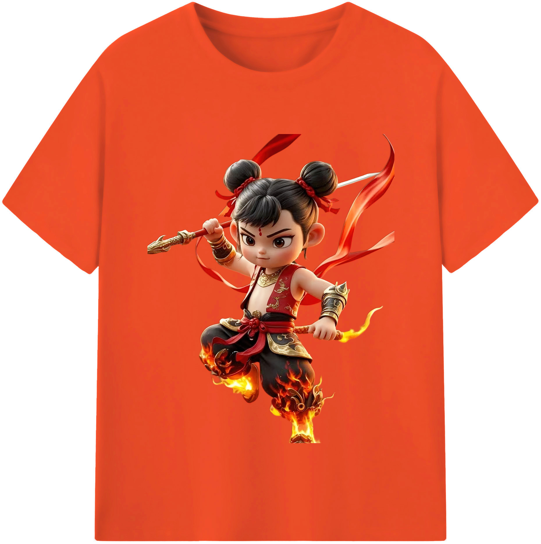 （画像用） Ne Zha 2 ナタ 魔童の大暴れ 綿100％半袖Tシャツ（フロントプリント）