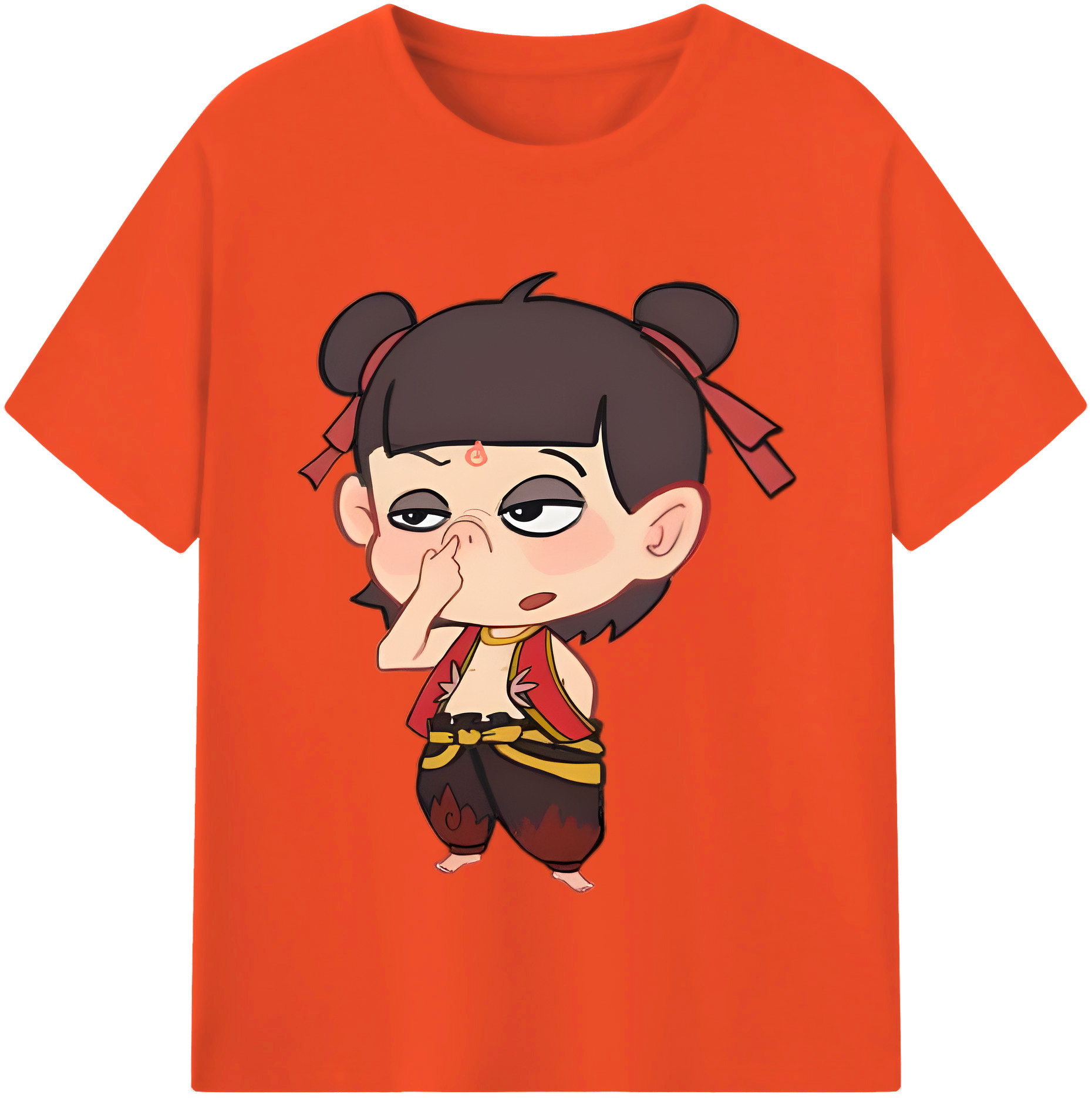 （画像用） Ne Zha 2 ナタ 魔童の大暴れ 綿100％半袖Tシャツ（フロントプリント）