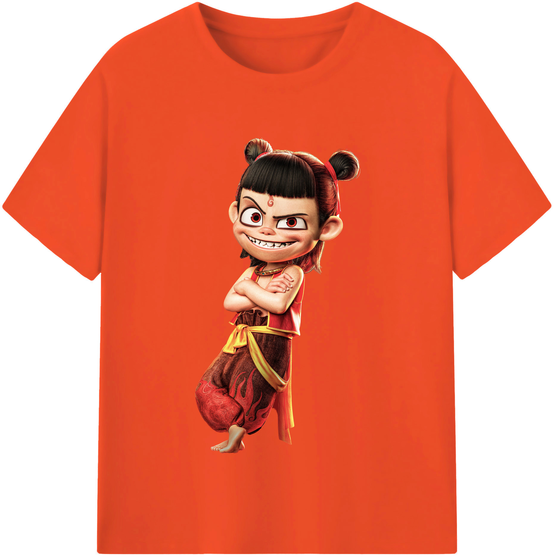 （画像用） Ne Zha 2 ナタ 魔童の大暴れ 綿100％半袖Tシャツ（フロントプリント）