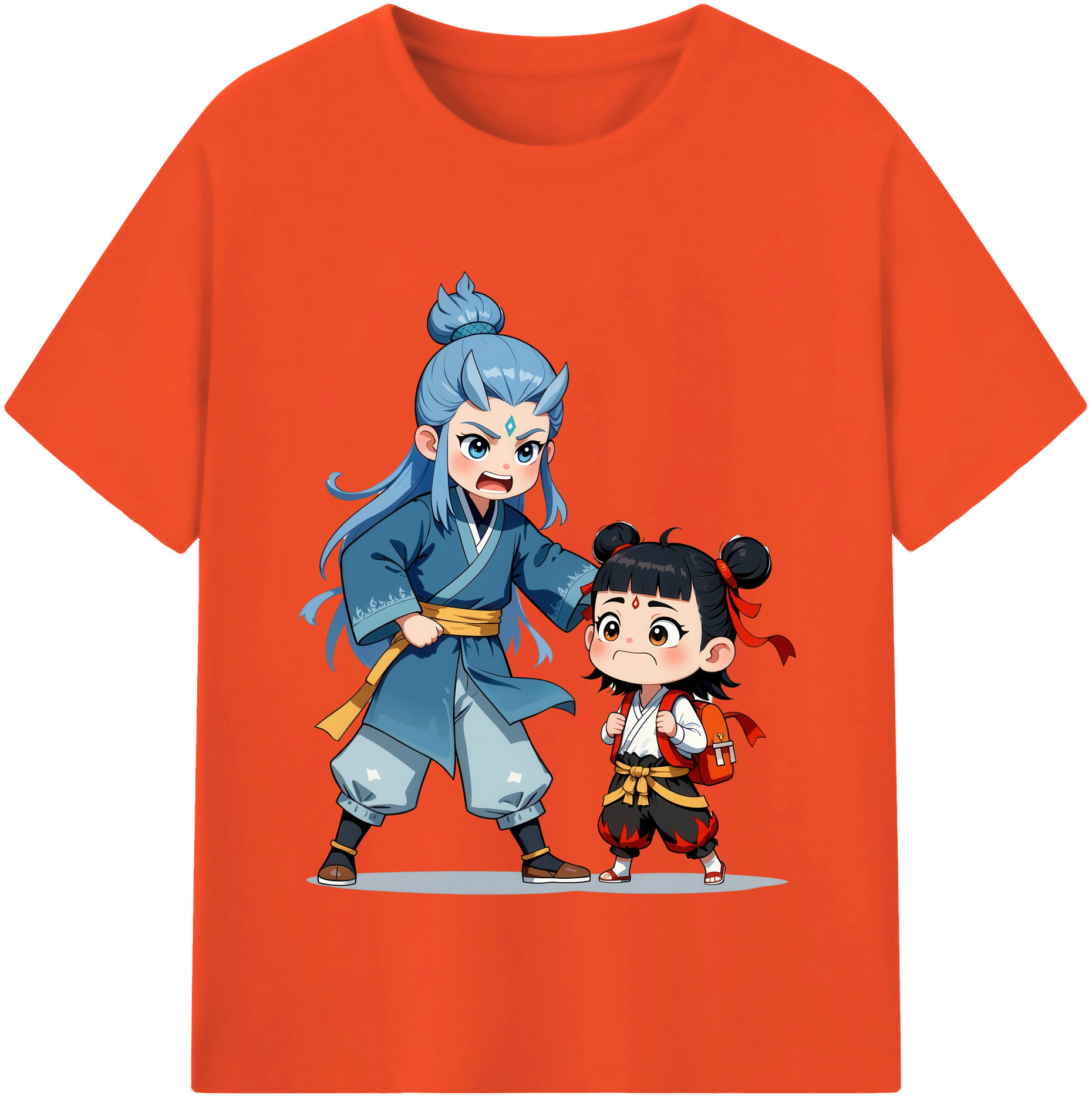 （画像用） Ne Zha 2 ナタ 魔童の大暴れ 綿100％半袖Tシャツ（フロントプリント）