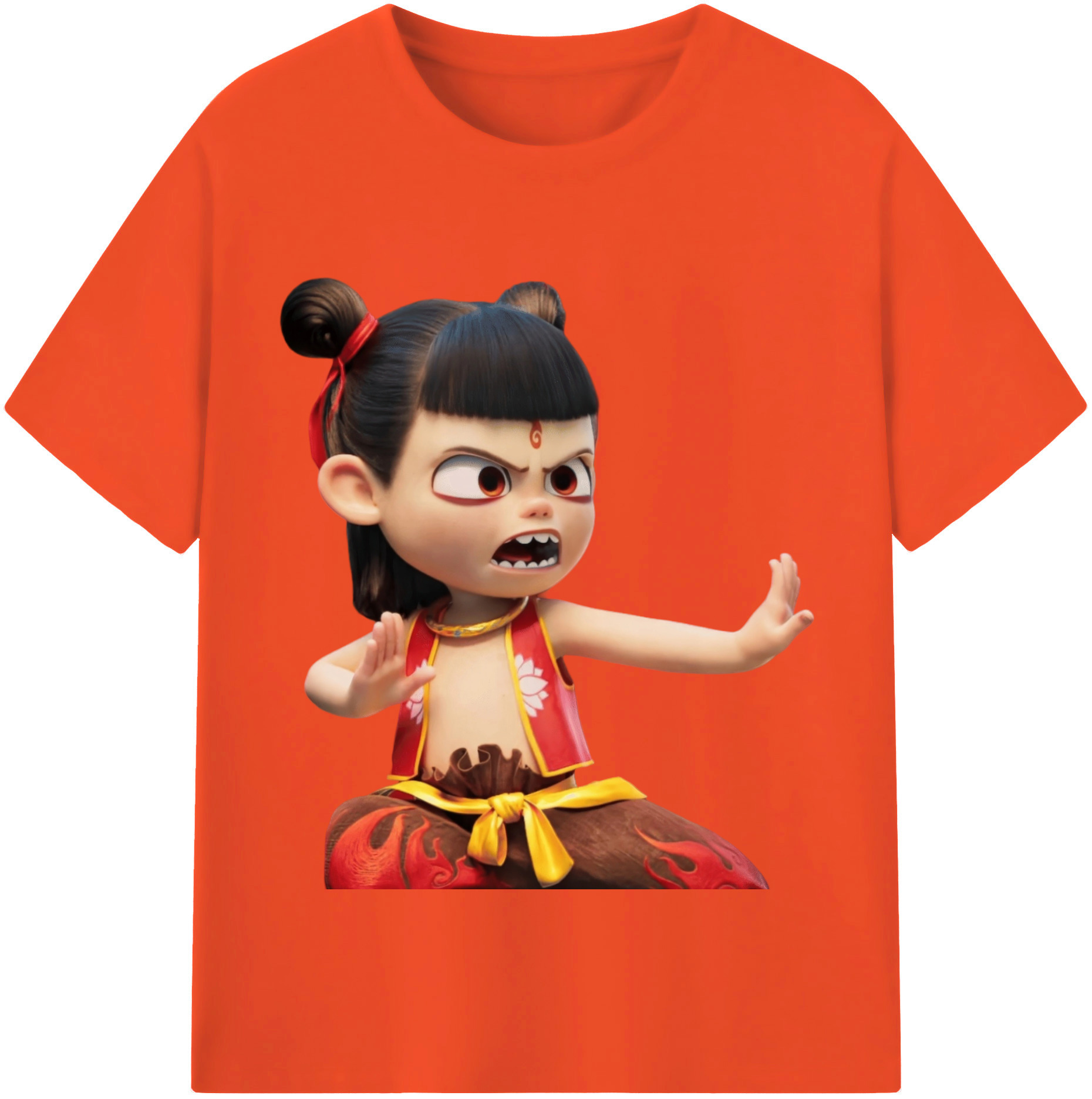（画像用） Ne Zha 2 ナタ 魔童の大暴れ 綿100％半袖Tシャツ（フロントプリント）