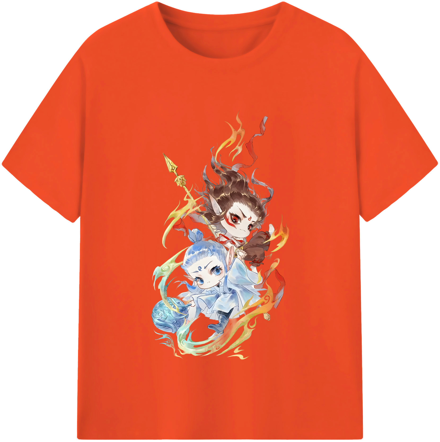 （画像用） Ne Zha 2 ナタ 魔童の大暴れ 綿100％半袖Tシャツ（フロントプリント）
