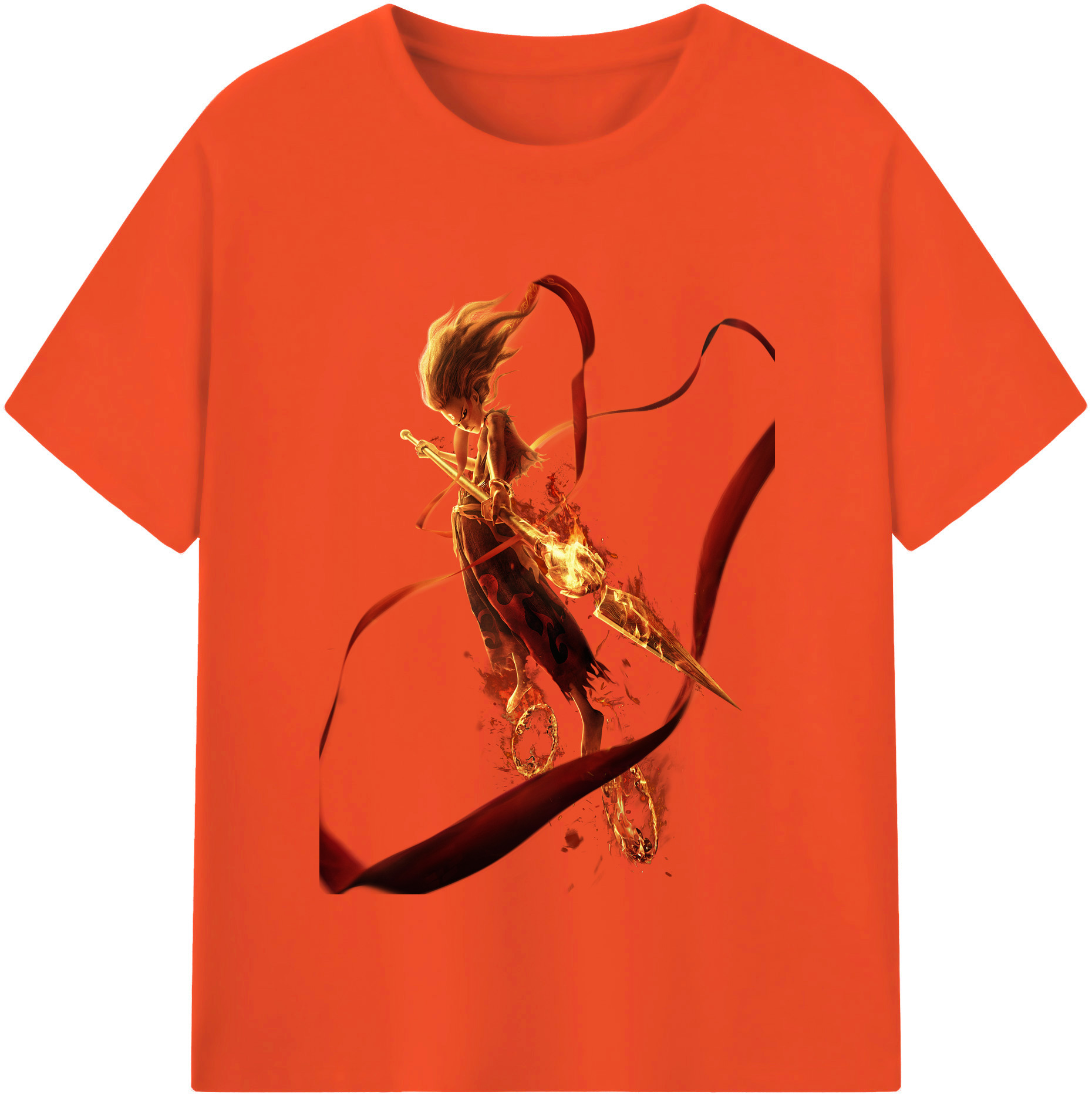 （画像用） Ne Zha 2 ナタ 魔童の大暴れ 綿100％半袖Tシャツ（フロントプリント）