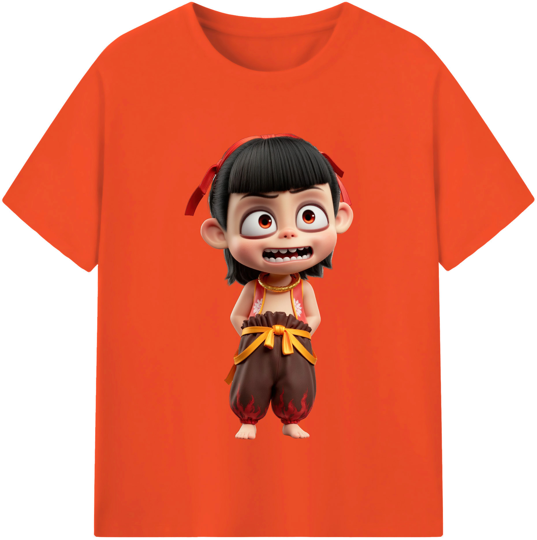 （画像用） Ne Zha 2 ナタ 魔童の大暴れ 綿100％半袖Tシャツ（フロントプリント）