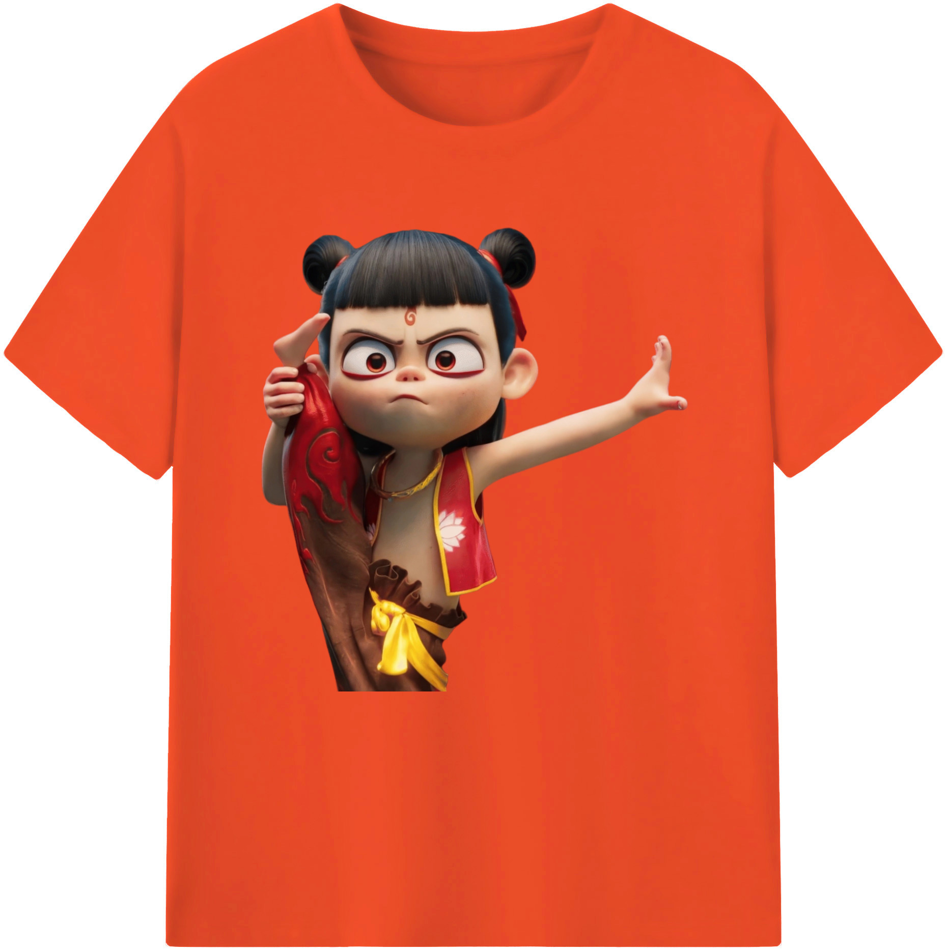 （画像用） Ne Zha 2 ナタ 魔童の大暴れ 綿100％半袖Tシャツ（フロントプリント）