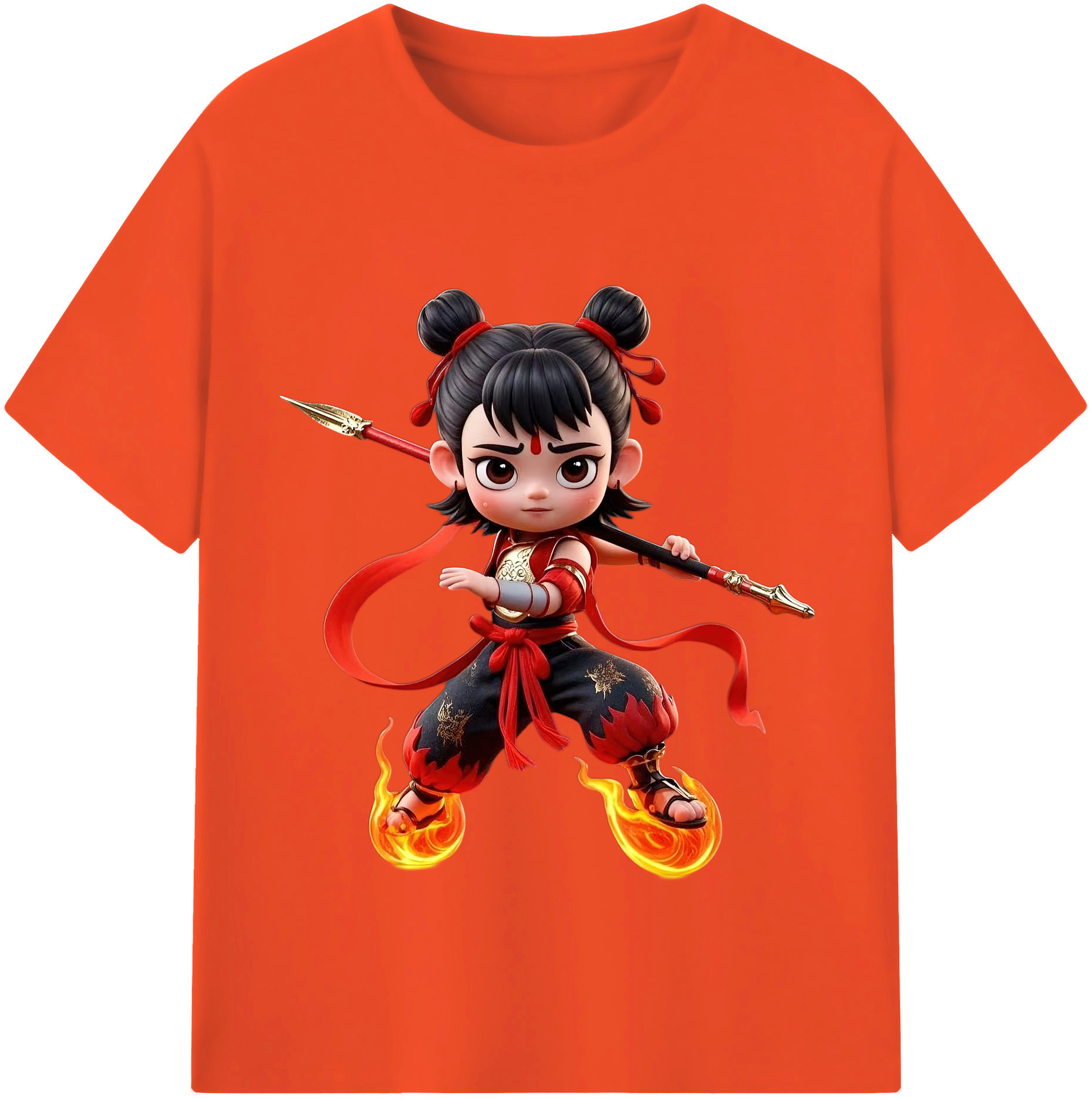 （画像用） Ne Zha 2 ナタ 魔童の大暴れ 綿100％半袖Tシャツ（フロントプリント）