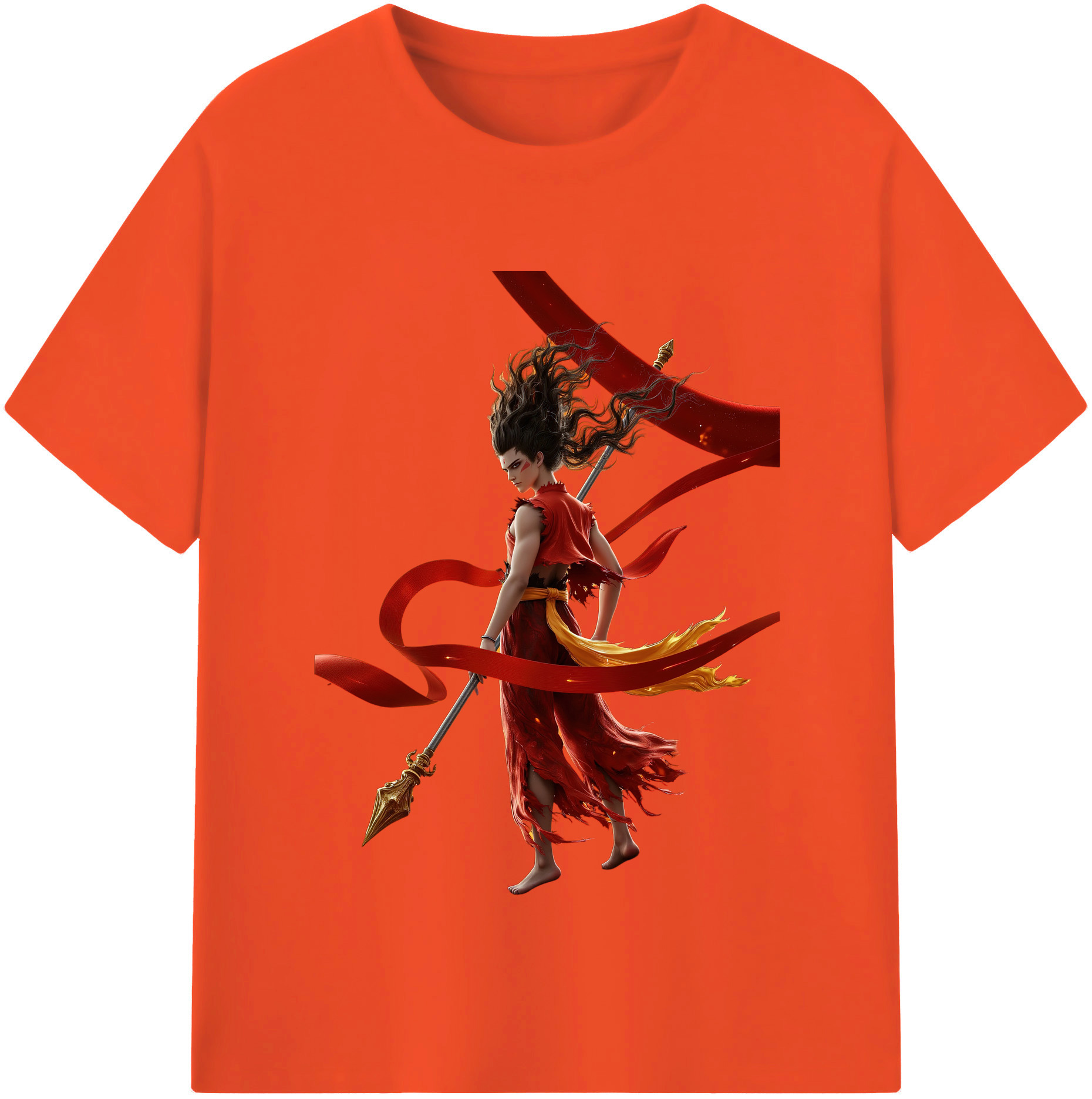 （画像用） Ne Zha 2 ナタ 魔童の大暴れ 綿100％半袖Tシャツ（フロントプリント）