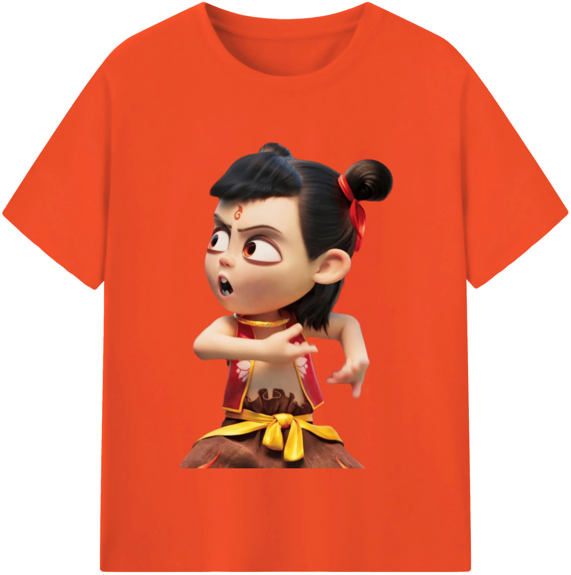 （画像用） Ne Zha 2 ナタ 魔童の大暴れ 綿100％半袖Tシャツ（フロントプリント）