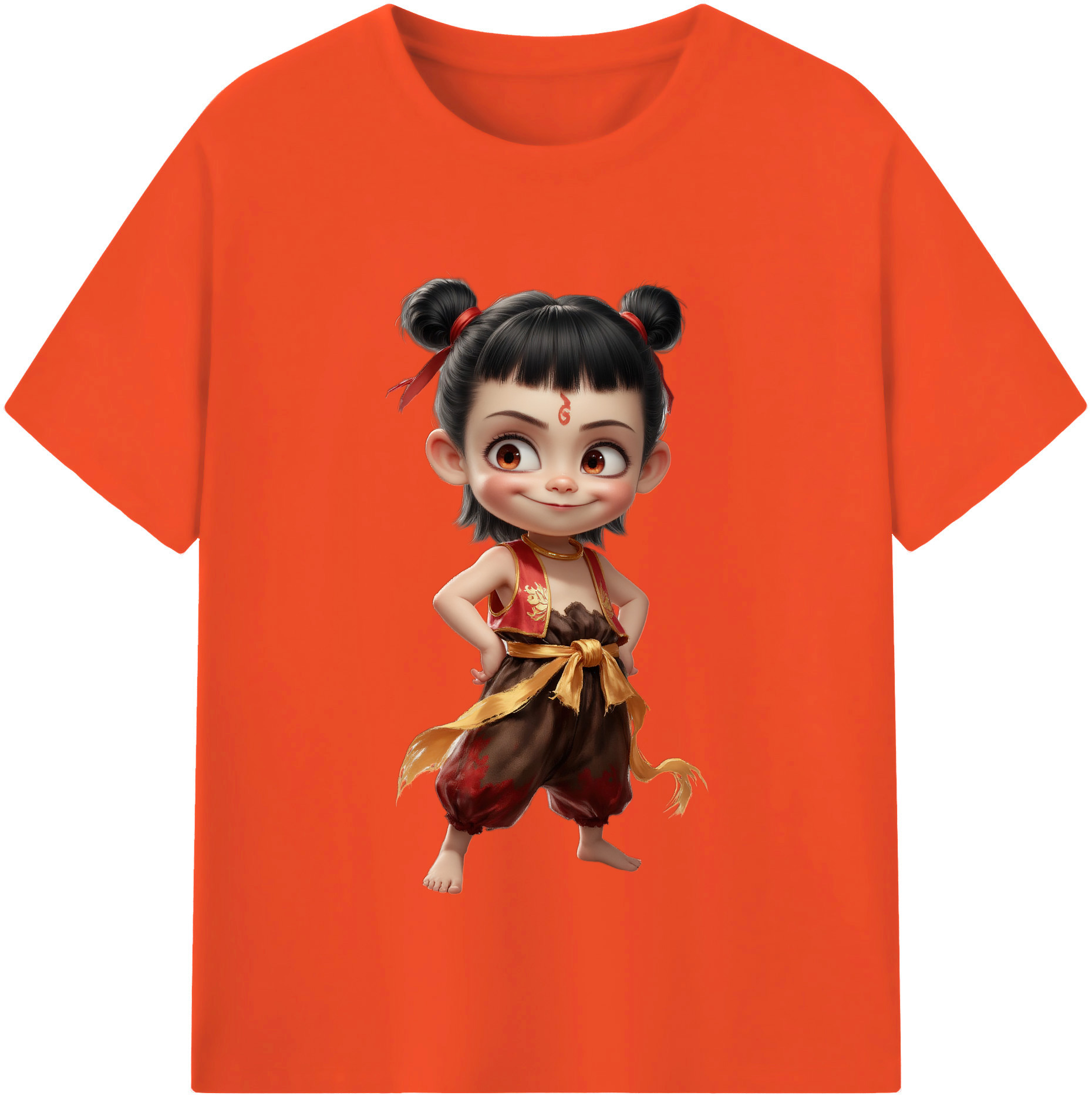 （画像用） Ne Zha 2 ナタ 魔童の大暴れ 綿100％半袖Tシャツ（フロントプリント）
