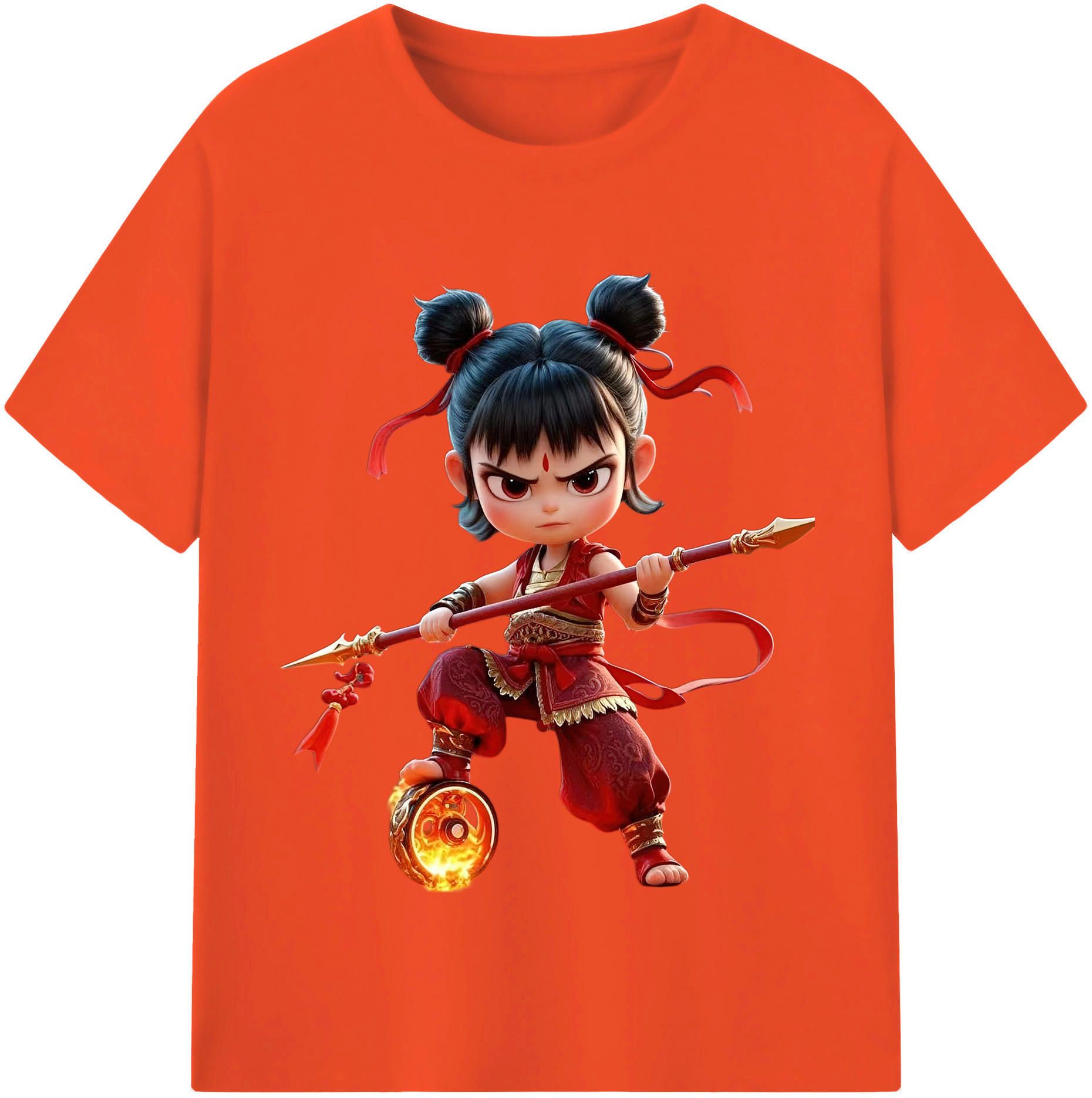 （画像用） Ne Zha 2 ナタ 魔童の大暴れ 綿100％半袖Tシャツ（フロントプリント）
