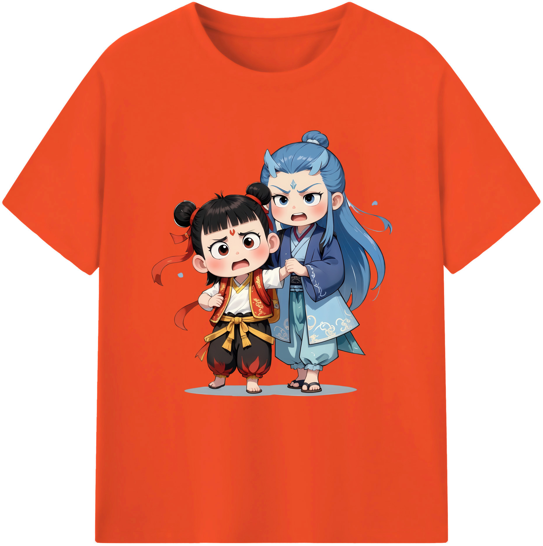 （画像用） Ne Zha 2 ナタ 魔童の大暴れ 綿100％半袖Tシャツ（フロントプリント）