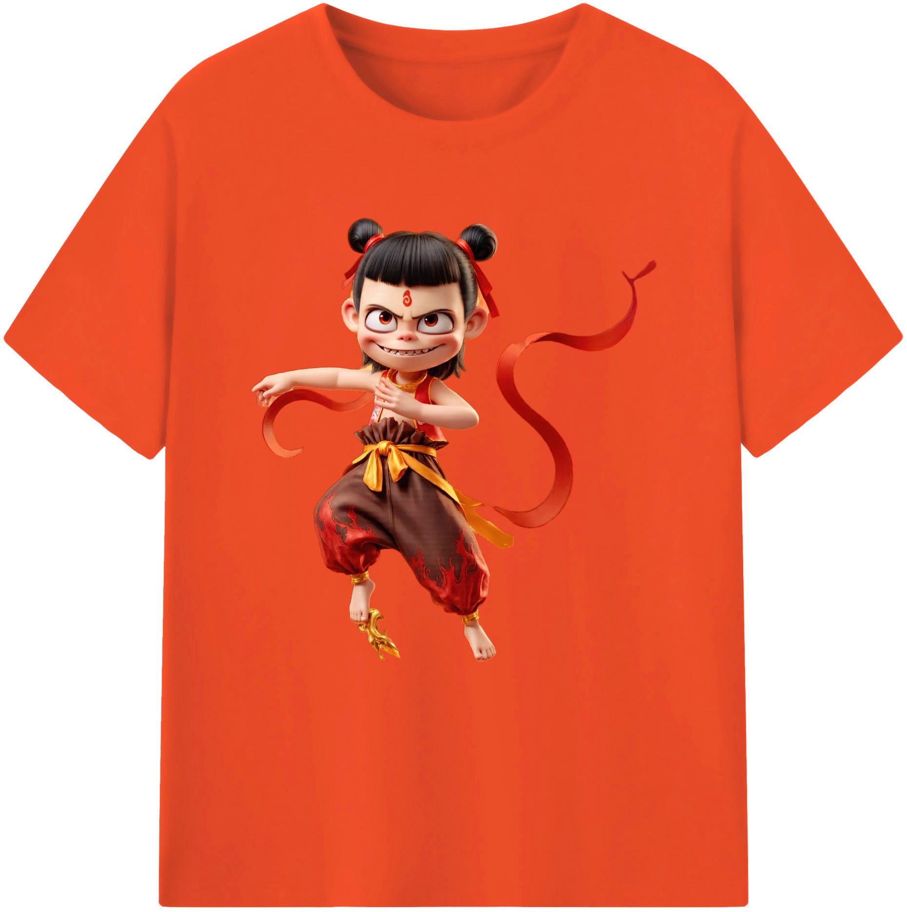 （画像用） Ne Zha 2 ナタ 魔童の大暴れ 綿100％半袖Tシャツ（フロントプリント）