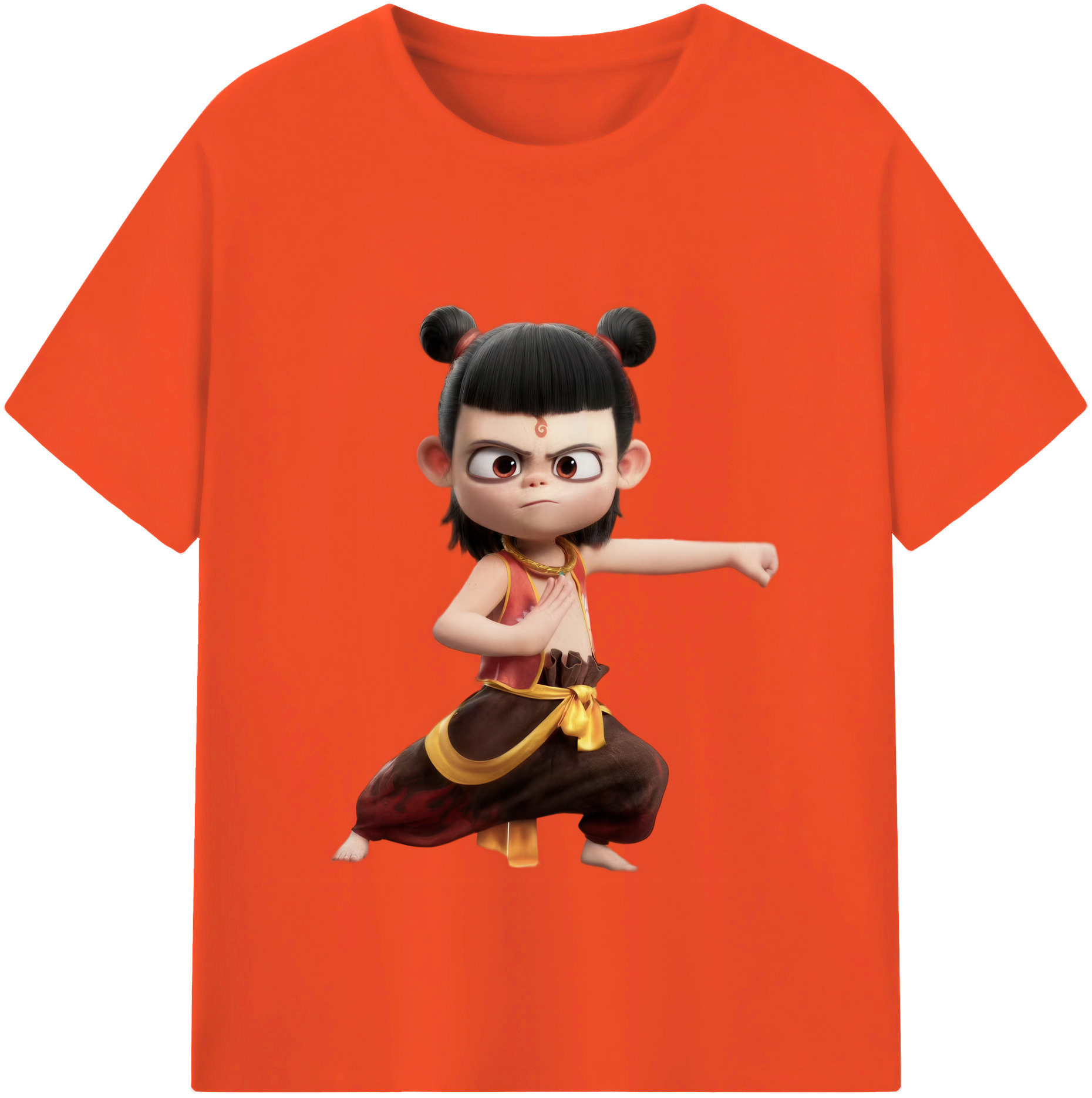 （画像用） Ne Zha 2 ナタ 魔童の大暴れ 綿100％半袖Tシャツ（フロントプリント）