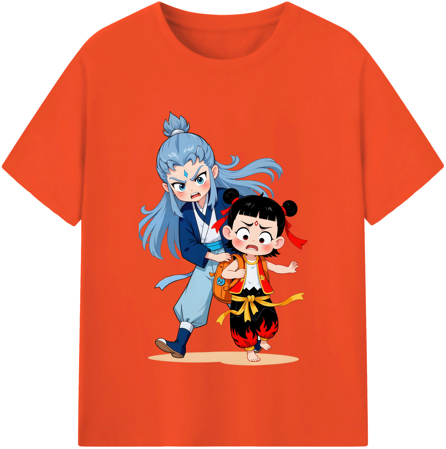 （画像用） Ne Zha 2 ナタ 魔童の大暴れ 綿100％半袖Tシャツ（フロントプリント）