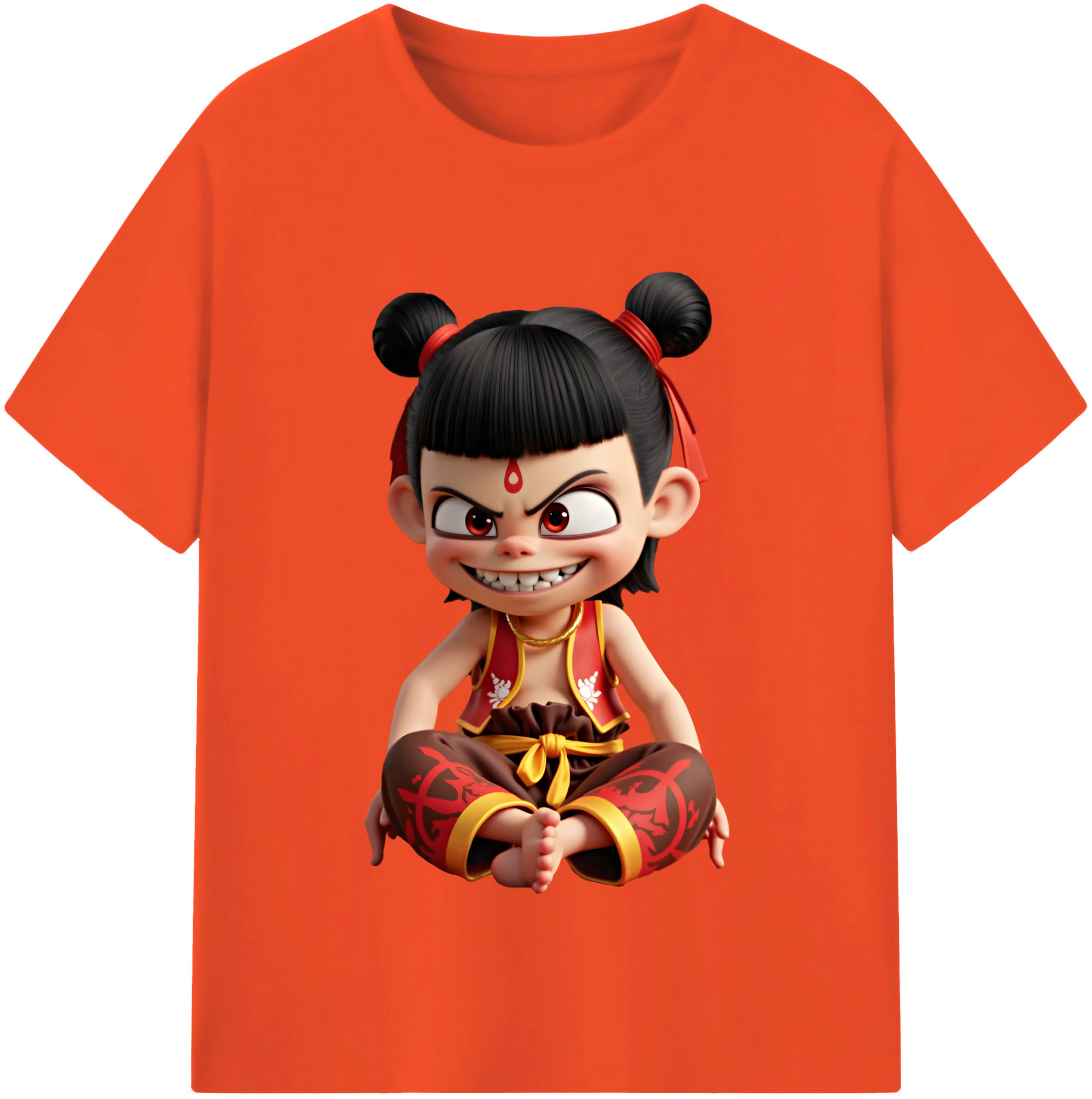 （画像用） Ne Zha 2 ナタ 魔童の大暴れ 綿100％半袖Tシャツ（フロントプリント）