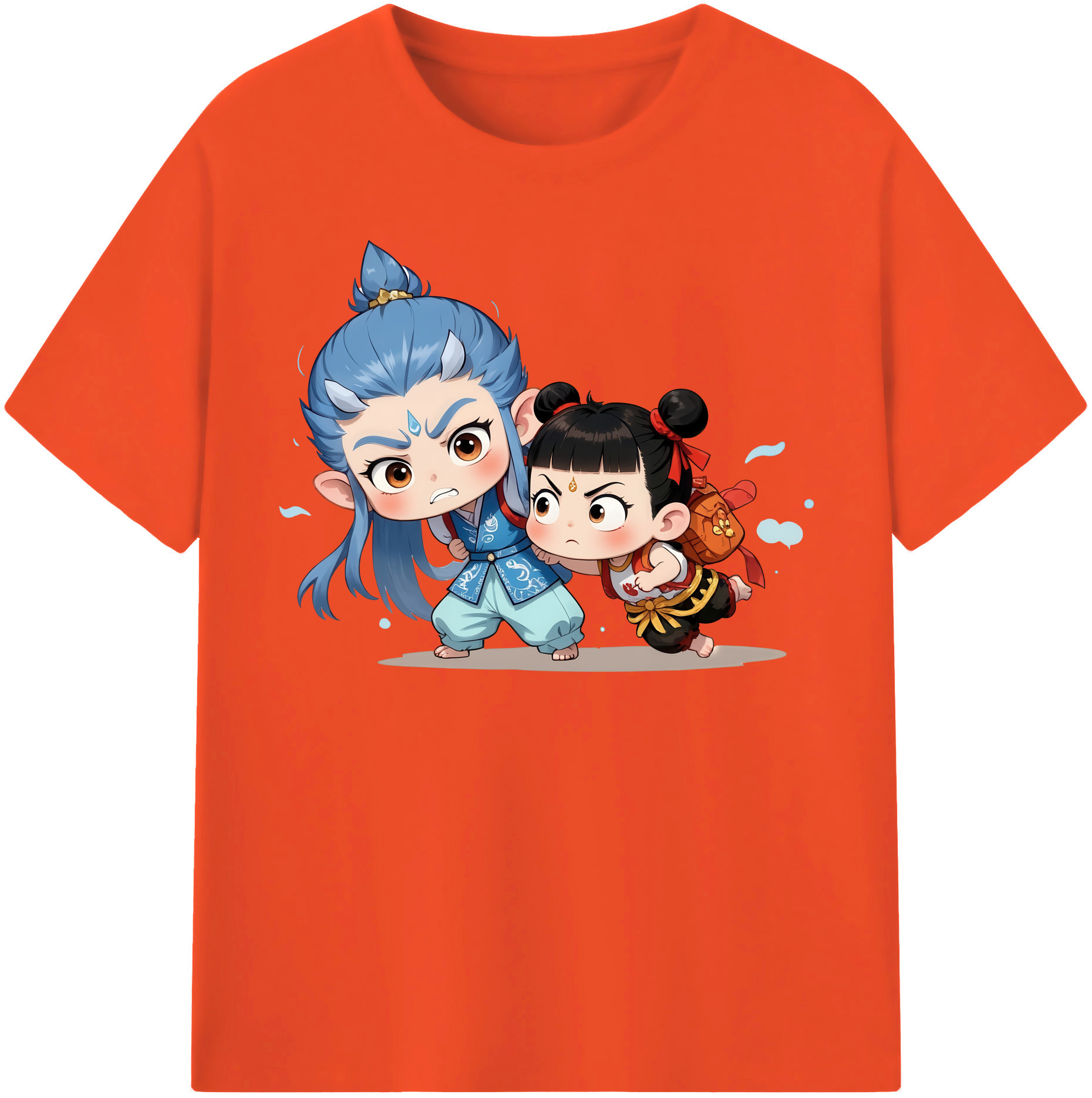 （画像用） Ne Zha 2 ナタ 魔童の大暴れ 綿100％半袖Tシャツ（フロントプリント）