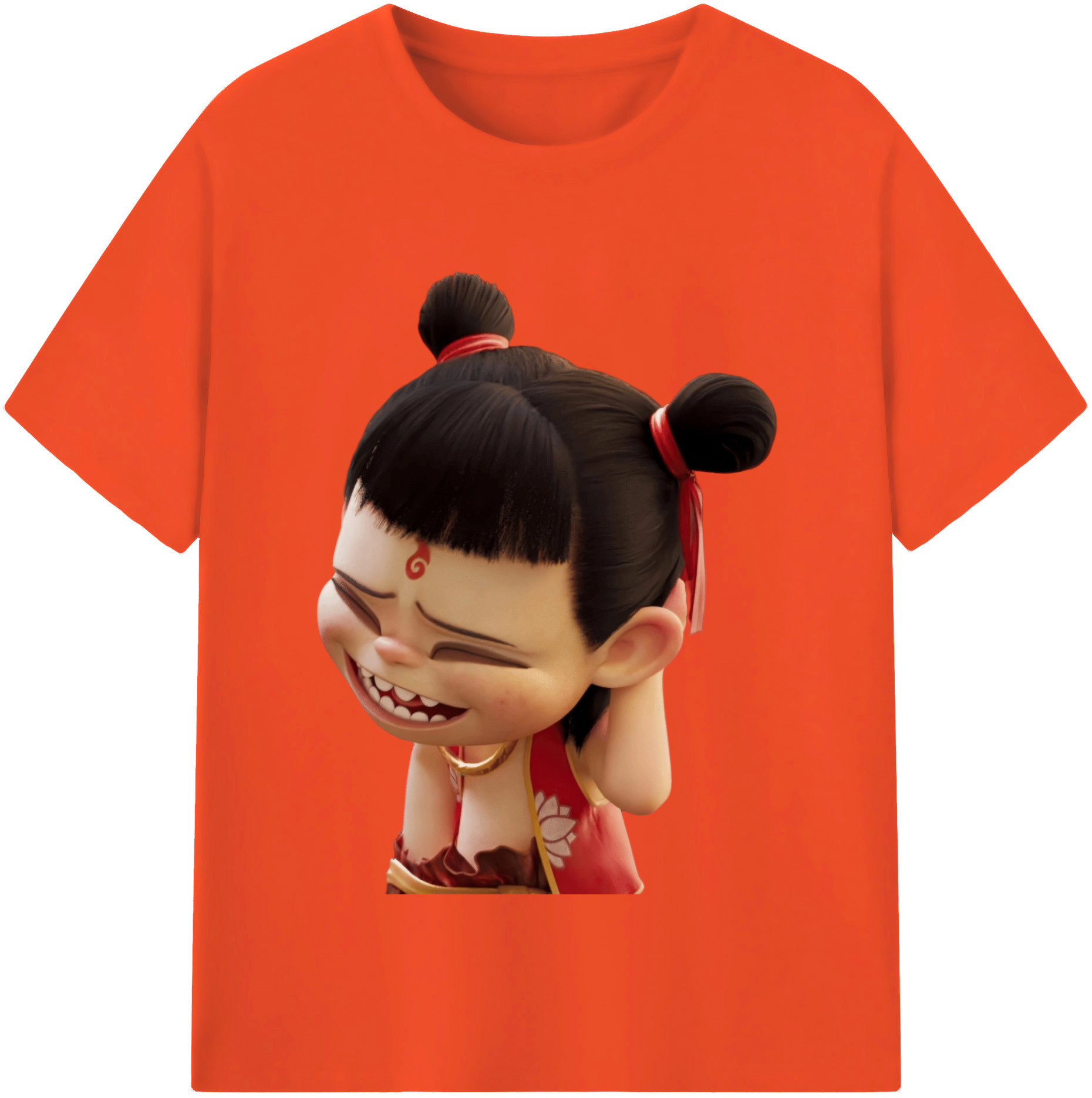 （画像用） Ne Zha 2 ナタ 魔童の大暴れ 綿100％半袖Tシャツ（フロントプリント）