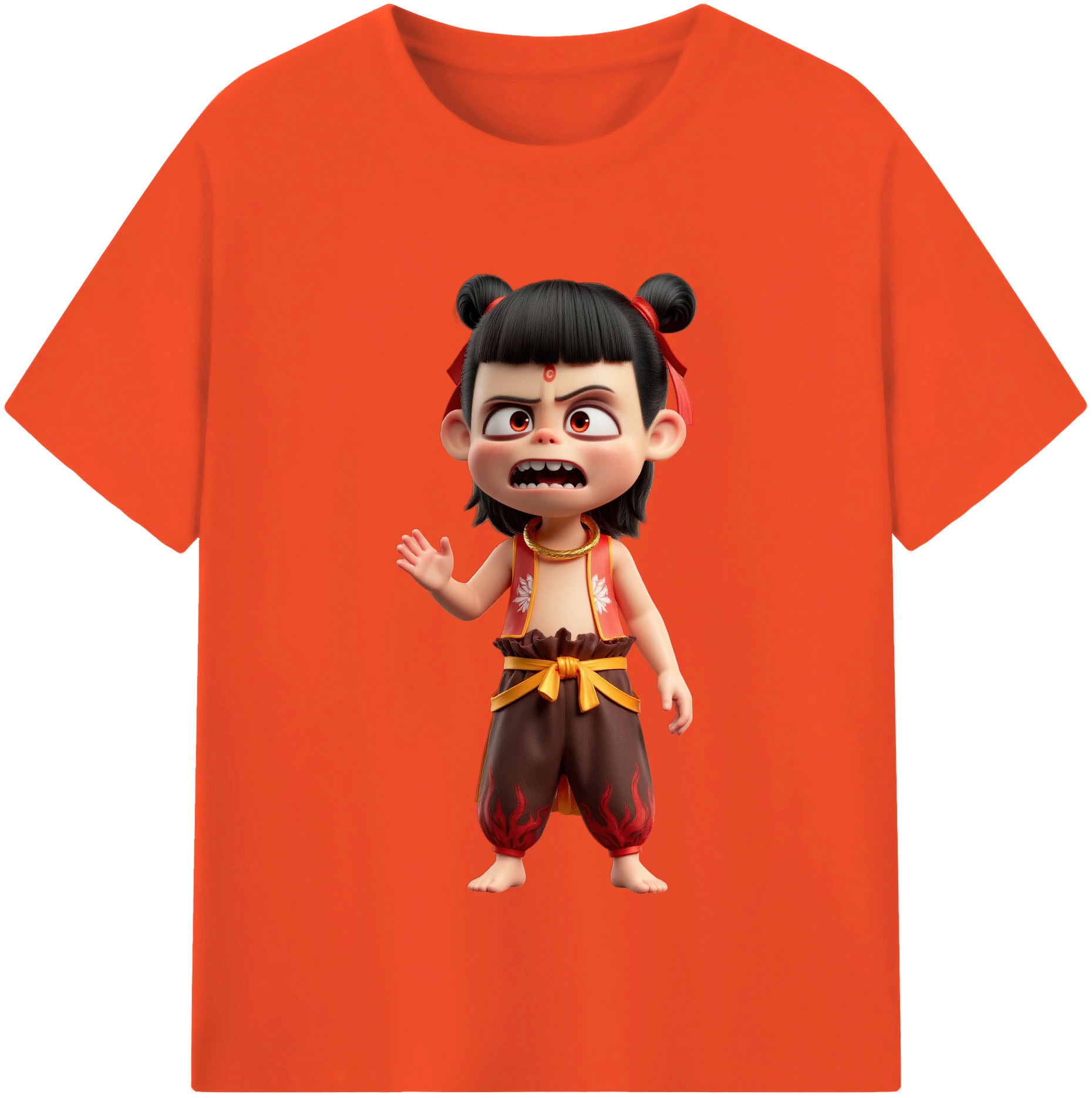 （画像用） Ne Zha 2 ナタ 魔童の大暴れ 綿100％半袖Tシャツ（フロントプリント）