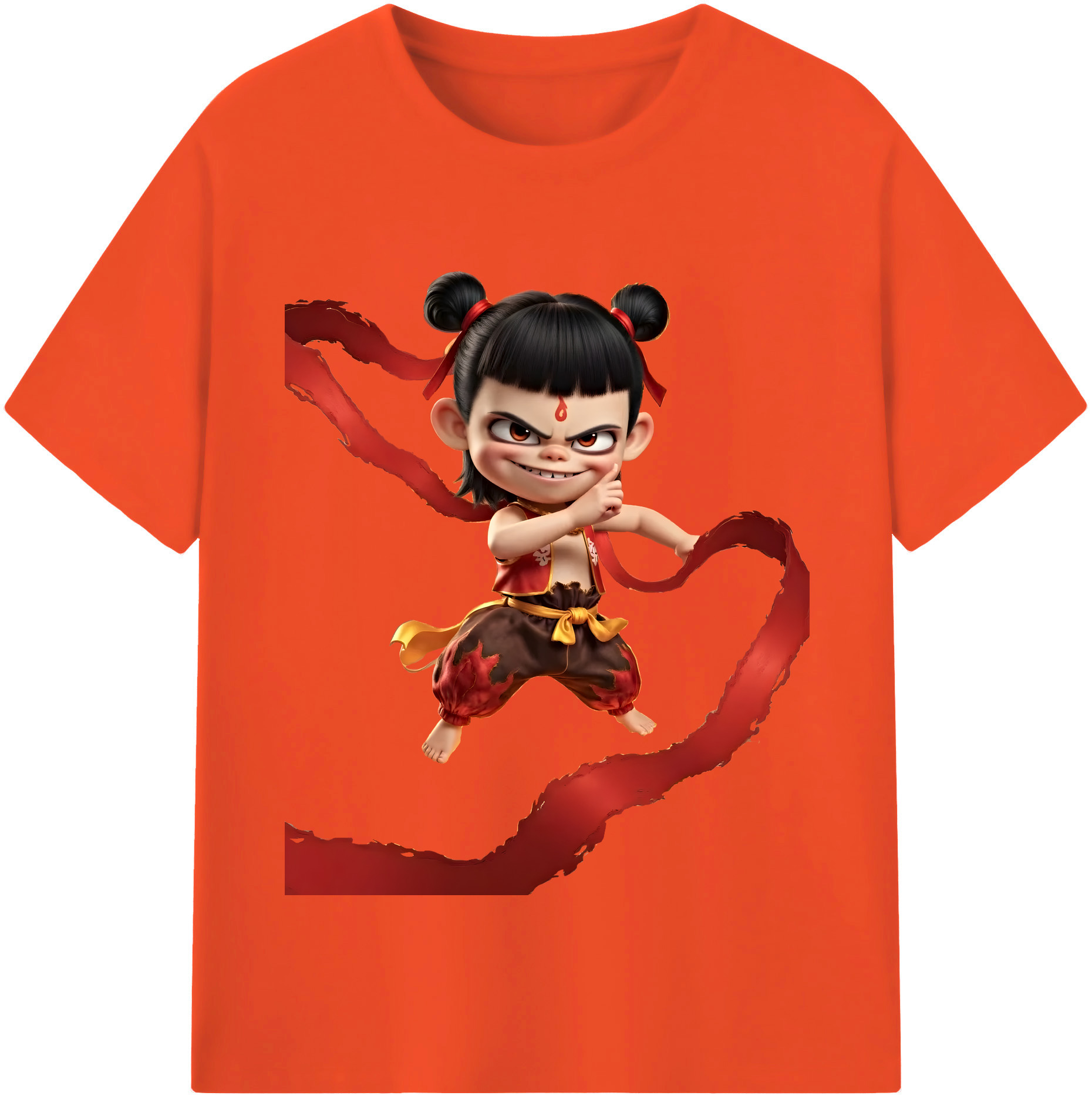 （画像用） Ne Zha 2 ナタ 魔童の大暴れ 綿100％半袖Tシャツ（フロントプリント）