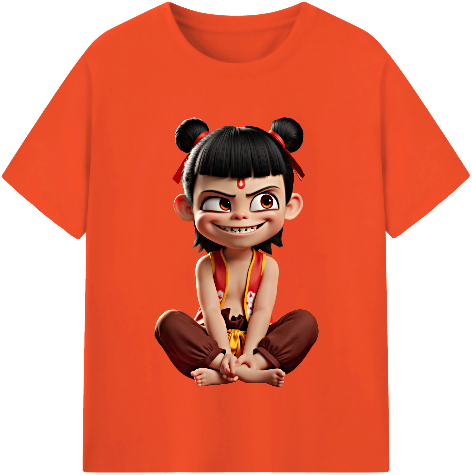 （画像用） Ne Zha 2 ナタ 魔童の大暴れ 綿100％半袖Tシャツ（フロントプリント）