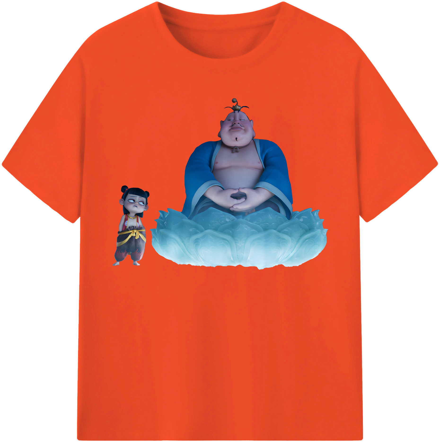 （画像用） Ne Zha 2 ナタ 魔童の大暴れ 綿100％半袖Tシャツ（フロントプリント）