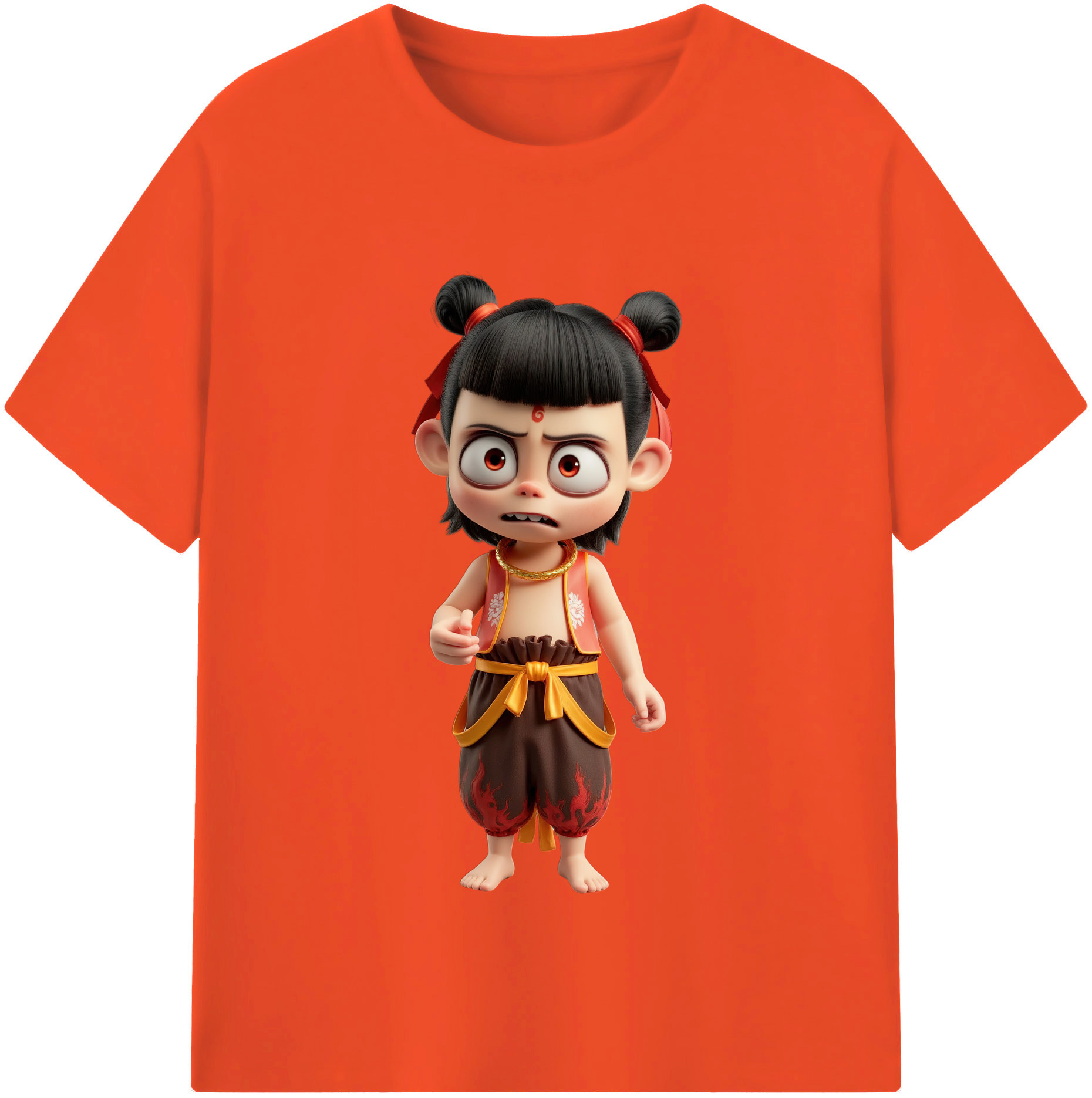 （画像用） Ne Zha 2 ナタ 魔童の大暴れ 綿100％半袖Tシャツ（フロントプリント）