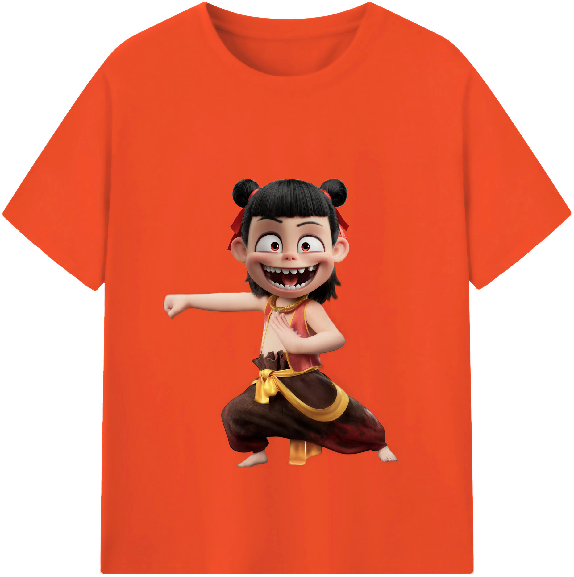 （画像用） Ne Zha 2 ナタ 魔童の大暴れ 綿100％半袖Tシャツ（フロントプリント）