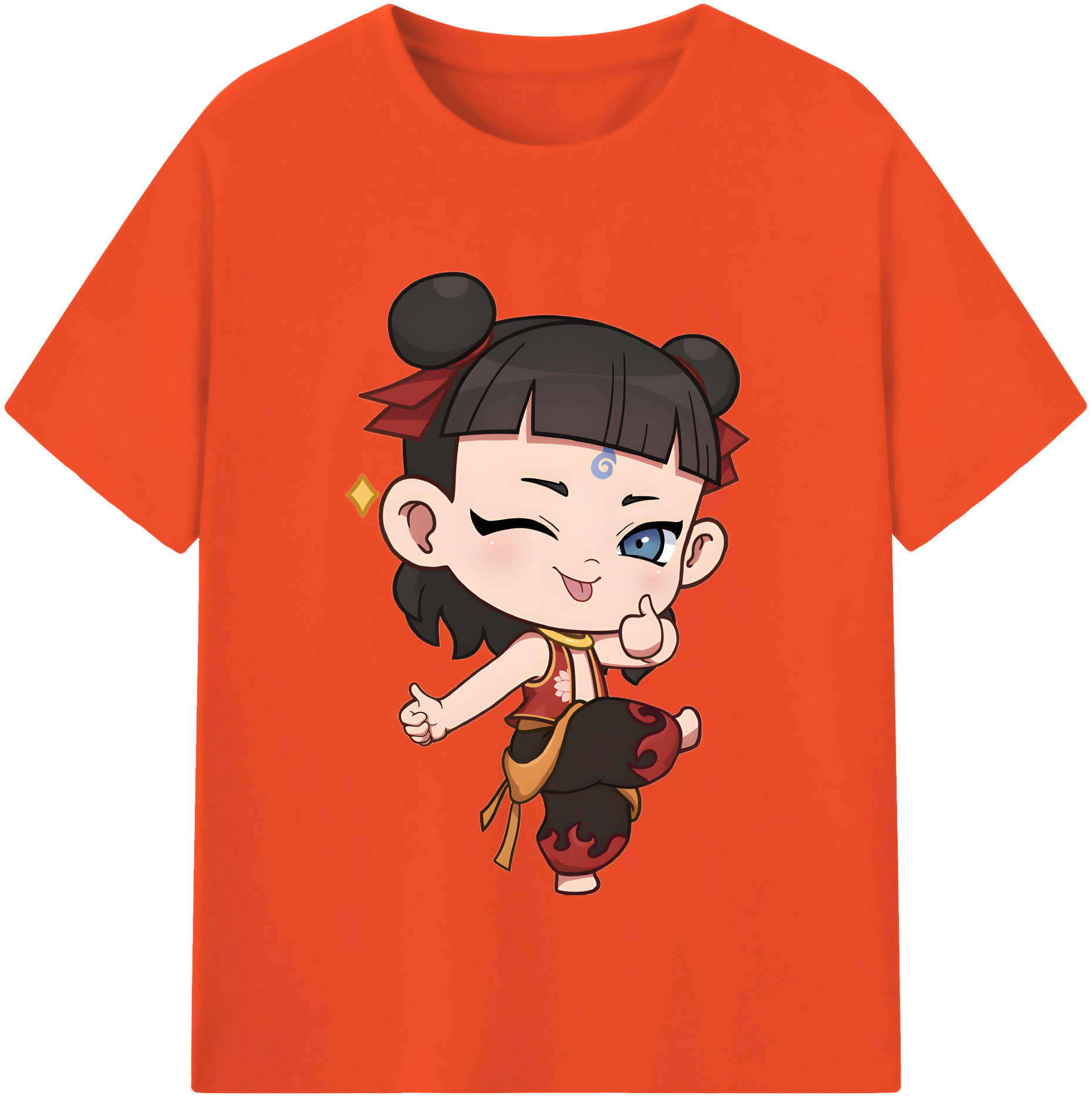 （画像用） Ne Zha 2 ナタ 魔童の大暴れ 綿100％半袖Tシャツ（フロントプリント）