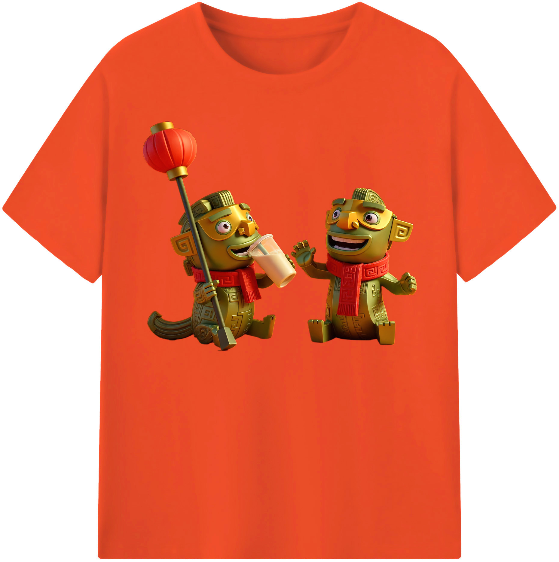 （画像用） Ne Zha 2 ナタ 魔童の大暴れ 綿100％半袖Tシャツ（フロントプリント）