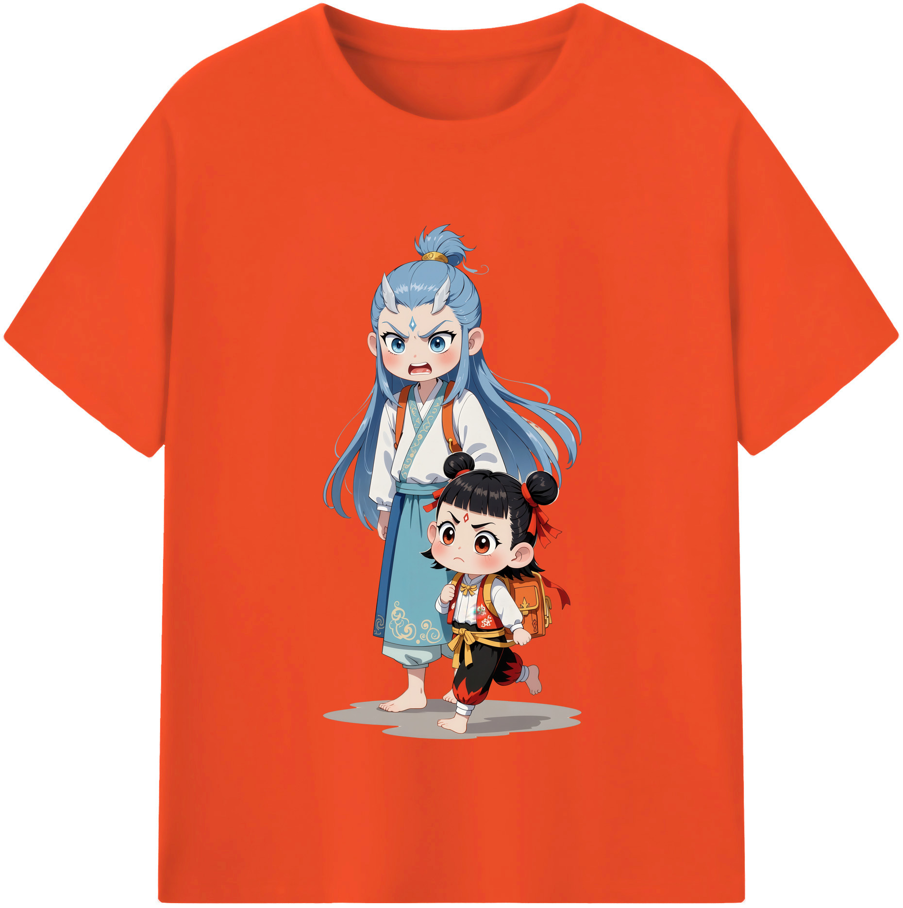 （画像用） Ne Zha 2 ナタ 魔童の大暴れ 綿100％半袖Tシャツ（フロントプリント）