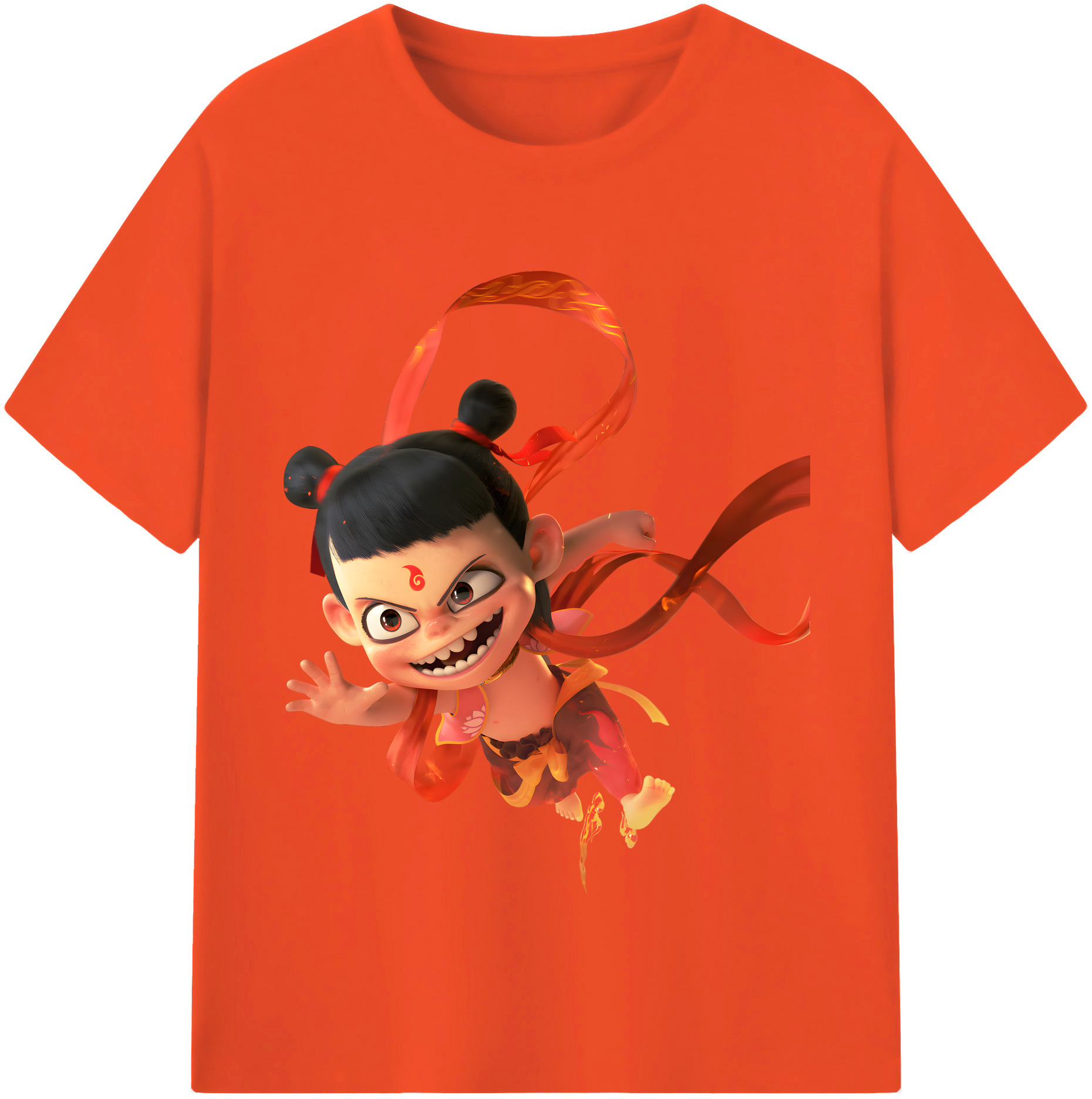 （画像用） Ne Zha 2 ナタ 魔童の大暴れ 綿100％半袖Tシャツ（フロントプリント）