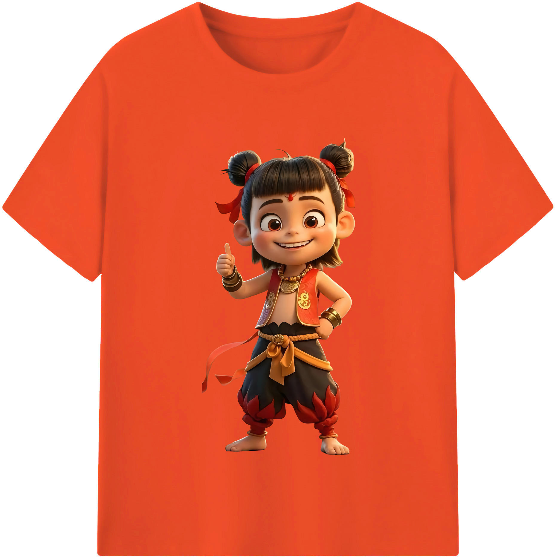 （画像用） Ne Zha 2 ナタ 魔童の大暴れ 綿100％半袖Tシャツ（フロントプリント）