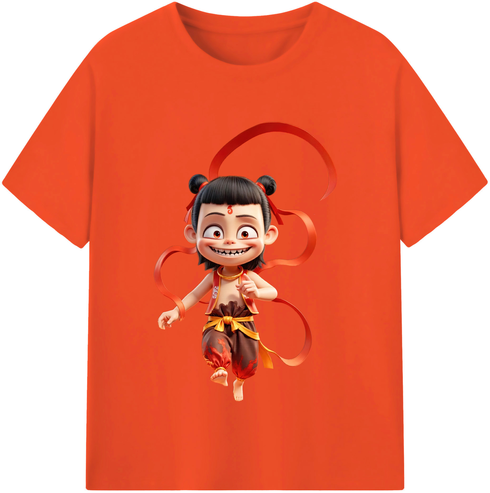 （画像用） Ne Zha 2 ナタ 魔童の大暴れ 綿100％半袖Tシャツ（フロントプリント）