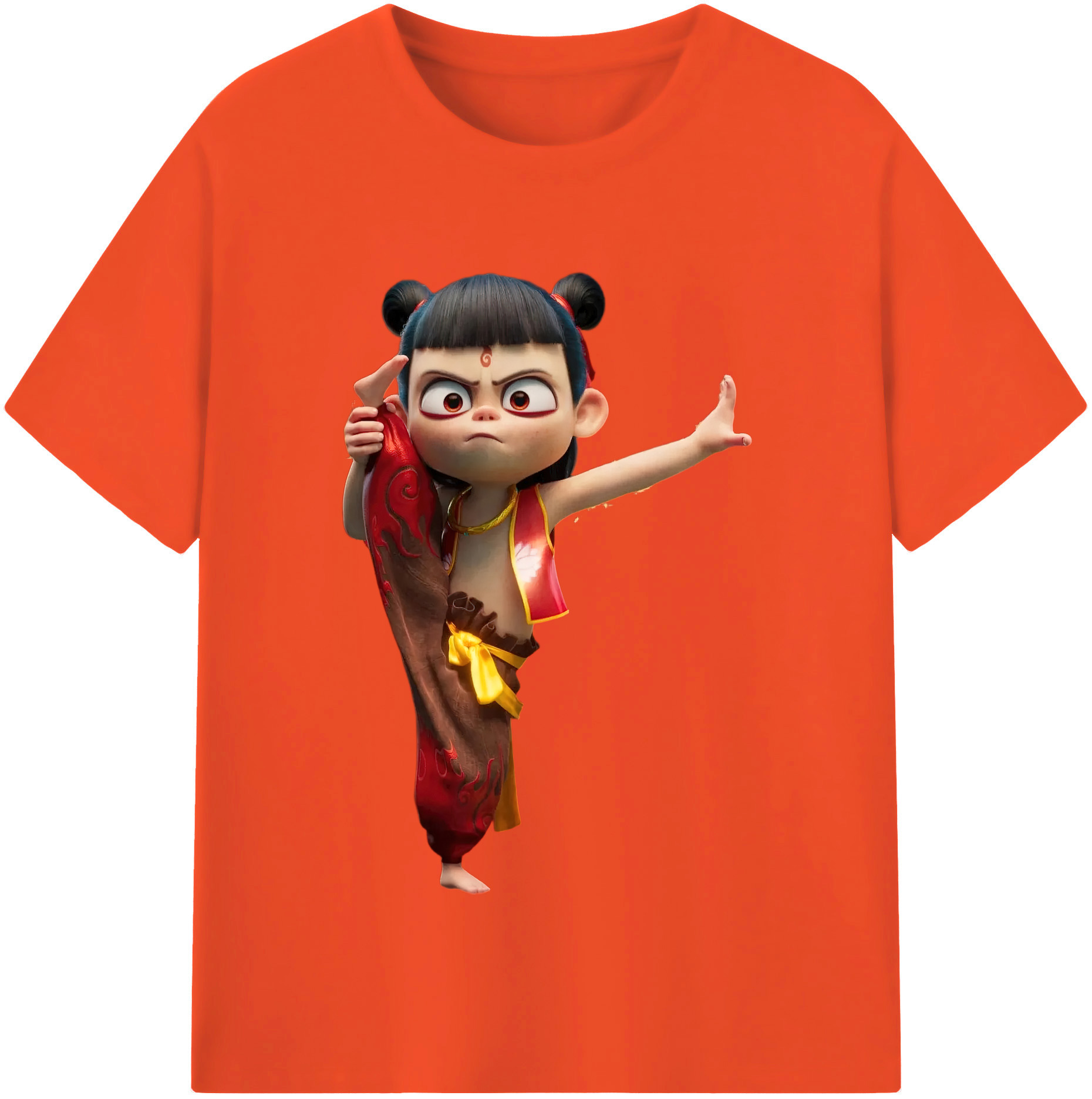 （画像用） Ne Zha 2 ナタ 魔童の大暴れ 綿100％半袖Tシャツ（フロントプリント）