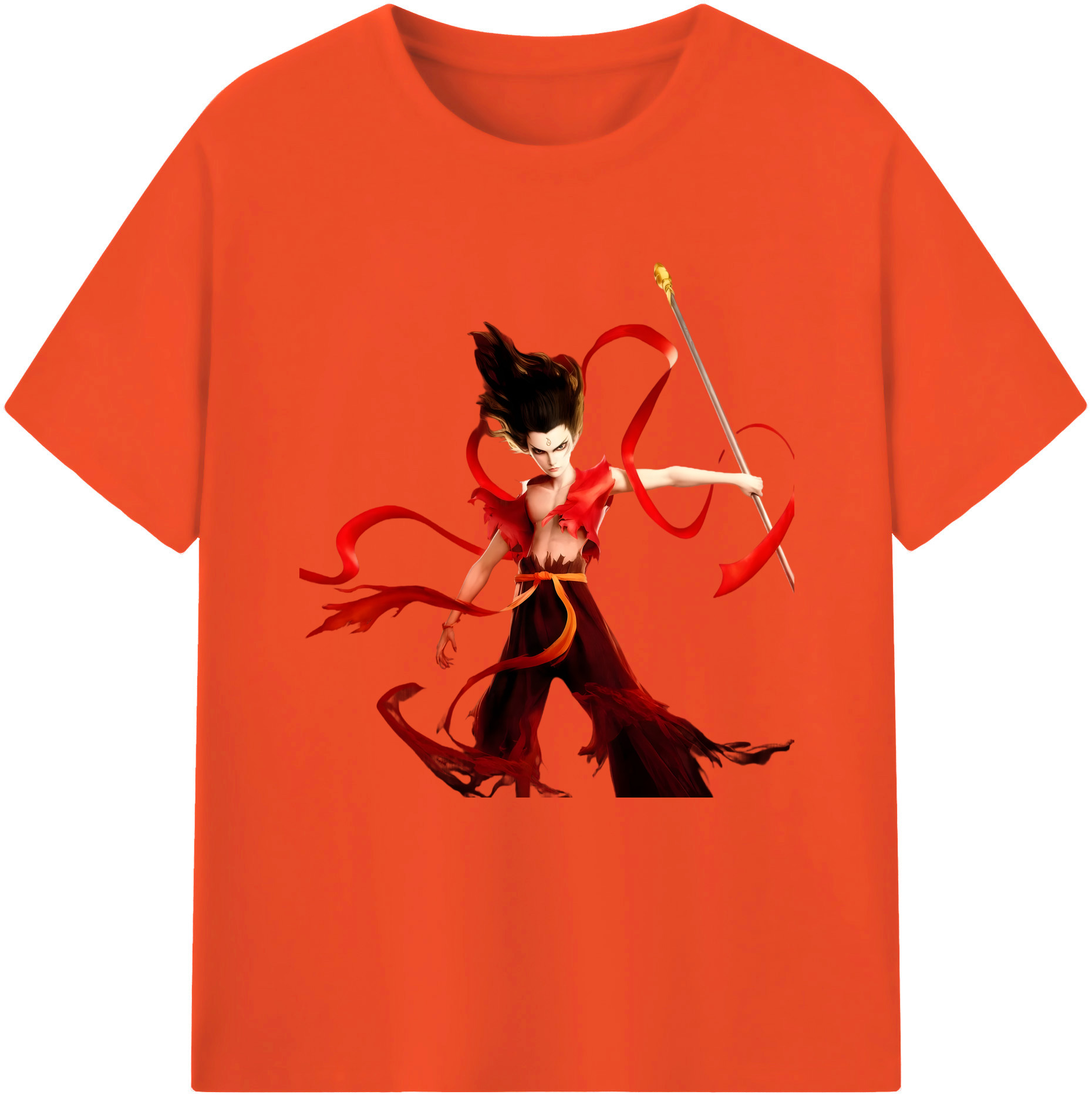 （画像用） Ne Zha 2 ナタ 魔童の大暴れ 綿100％半袖Tシャツ（フロントプリント）