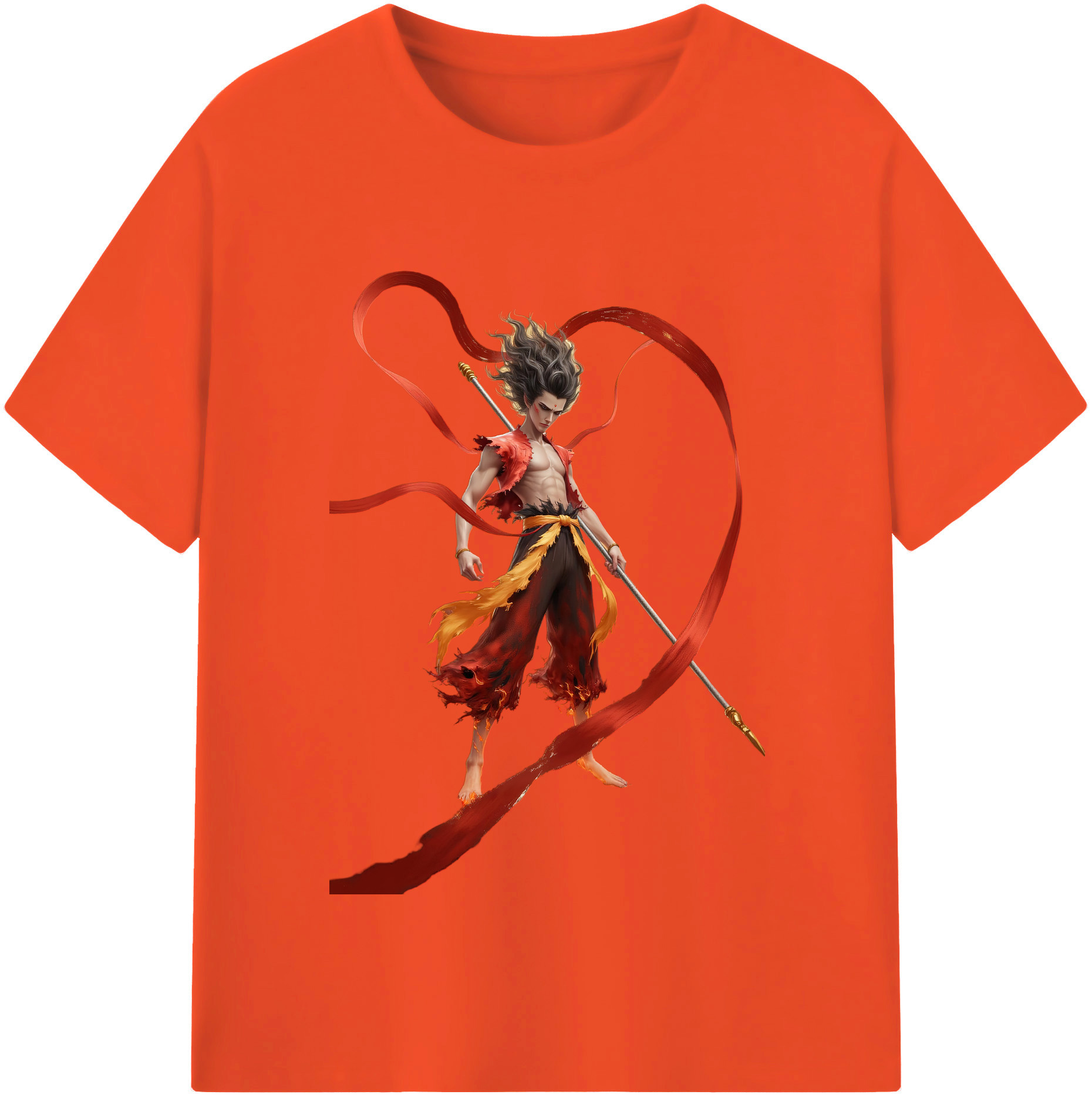 （画像用） Ne Zha 2 ナタ 魔童の大暴れ 綿100％半袖Tシャツ（フロントプリント）