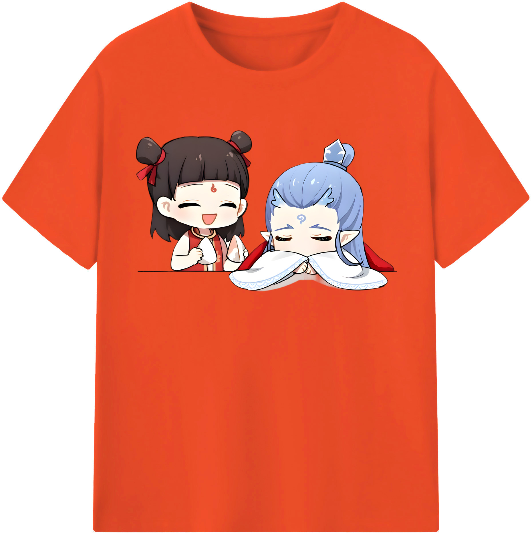 （画像用） Ne Zha 2 ナタ 魔童の大暴れ 綿100％半袖Tシャツ（フロントプリント）