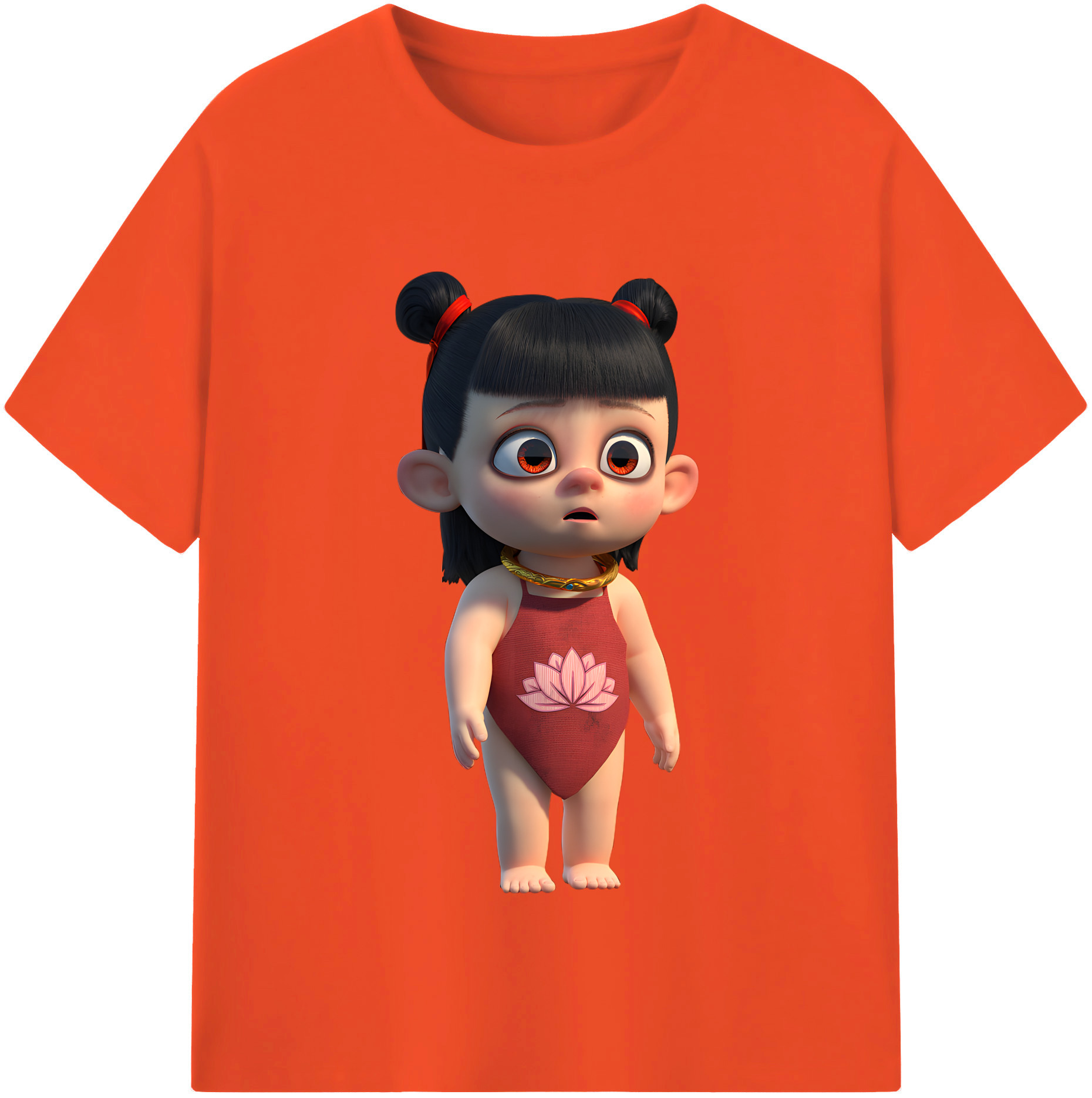 （画像用） Ne Zha 2 ナタ 魔童の大暴れ 綿100％半袖Tシャツ（フロントプリント）