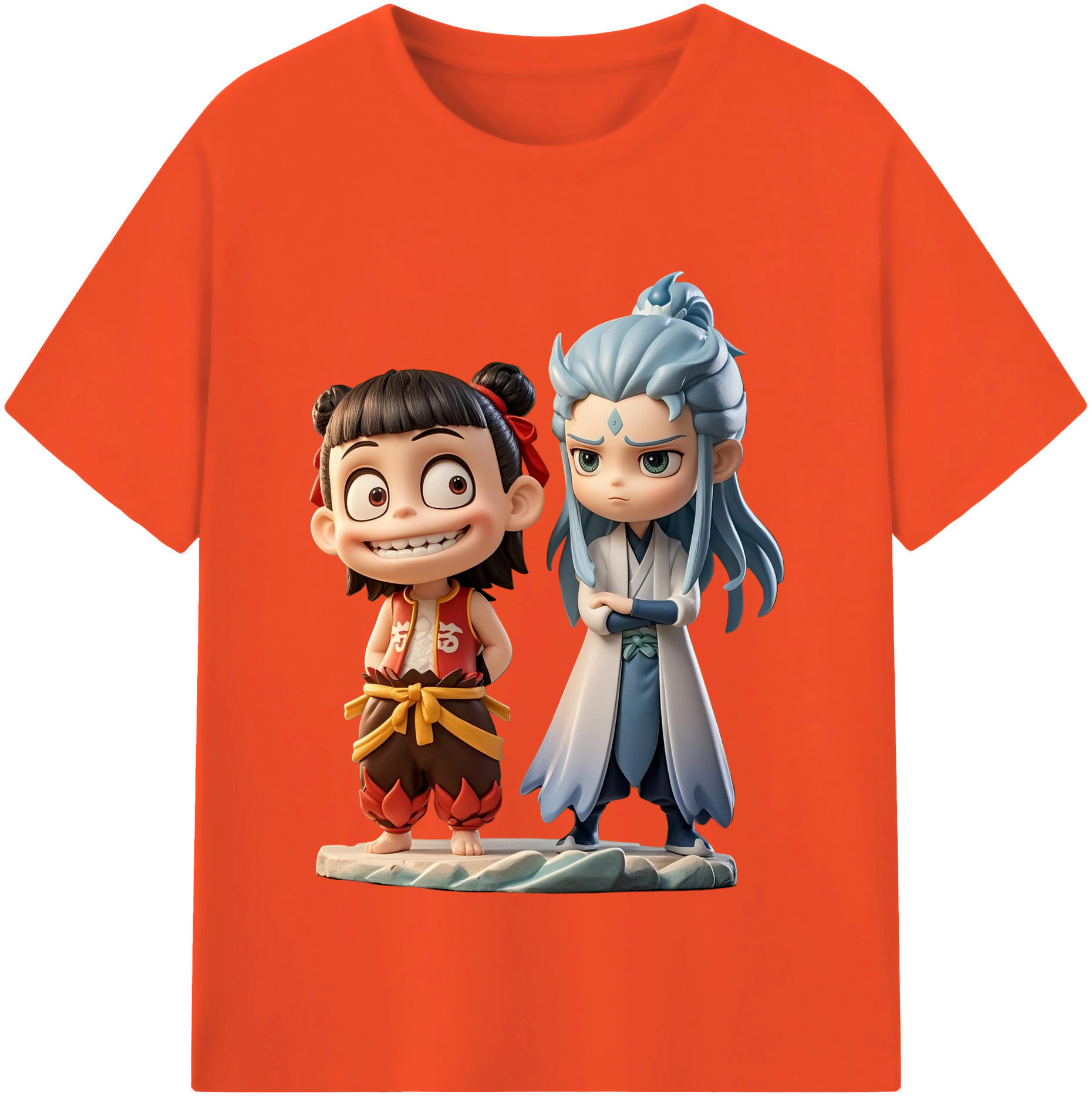 （画像用） Ne Zha 2 ナタ 魔童の大暴れ 綿100％半袖Tシャツ（フロントプリント）