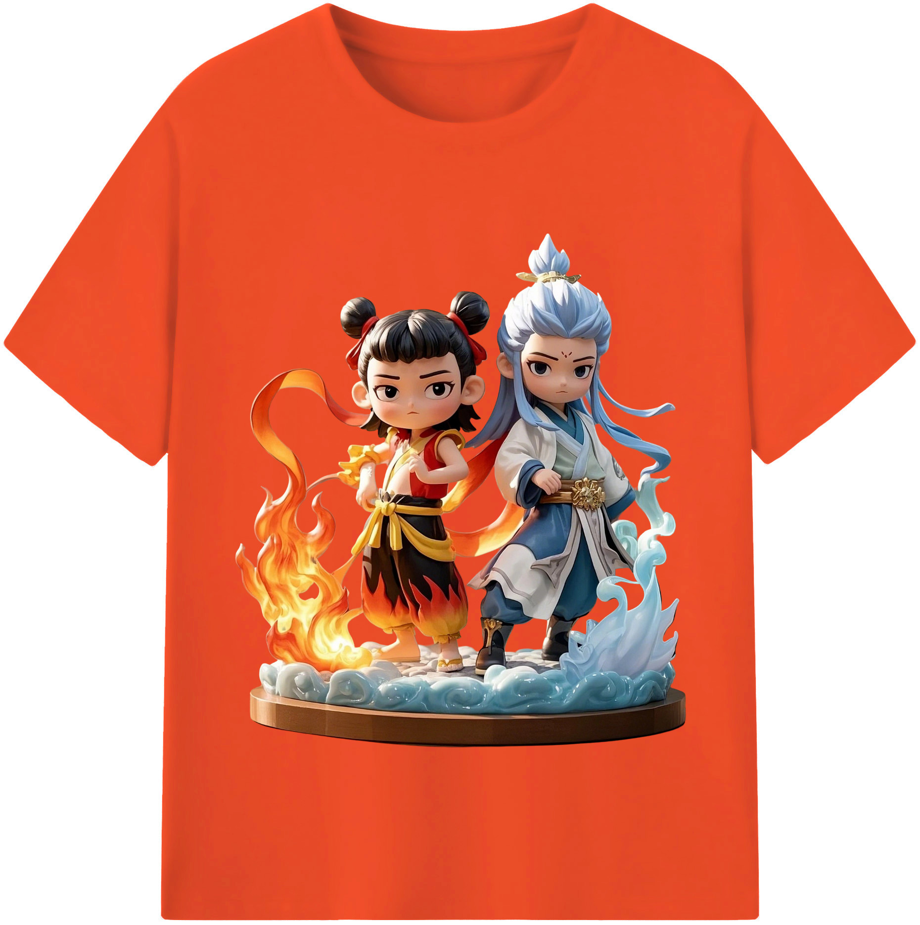 （画像用） Ne Zha 2 ナタ 魔童の大暴れ 綿100％半袖Tシャツ（フロントプリント）