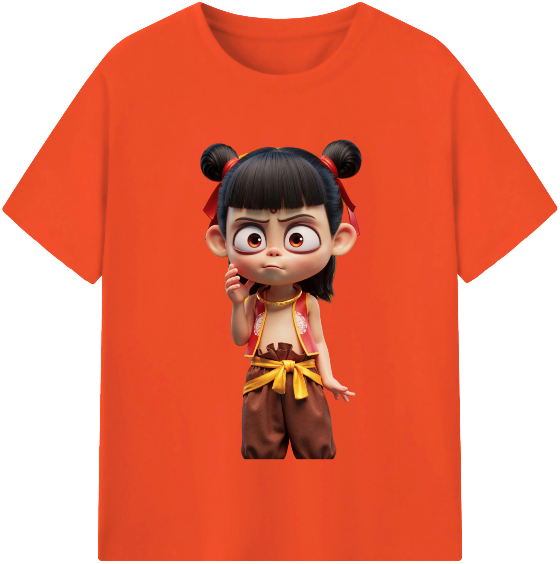 （画像用） Ne Zha 2 ナタ 魔童の大暴れ 綿100％半袖Tシャツ（フロントプリント）