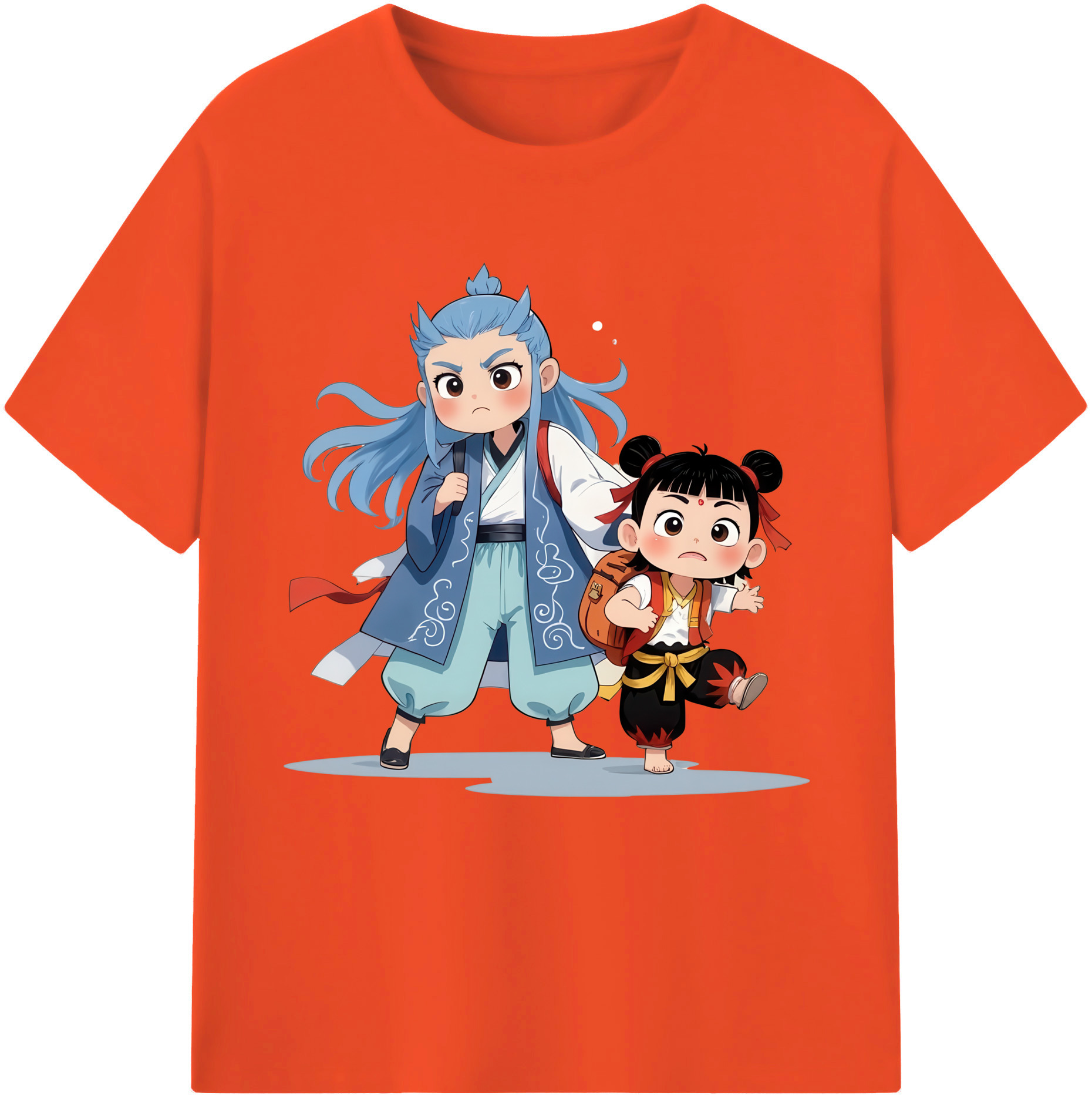 （画像用） Ne Zha 2 ナタ 魔童の大暴れ 綿100％半袖Tシャツ（フロントプリント）